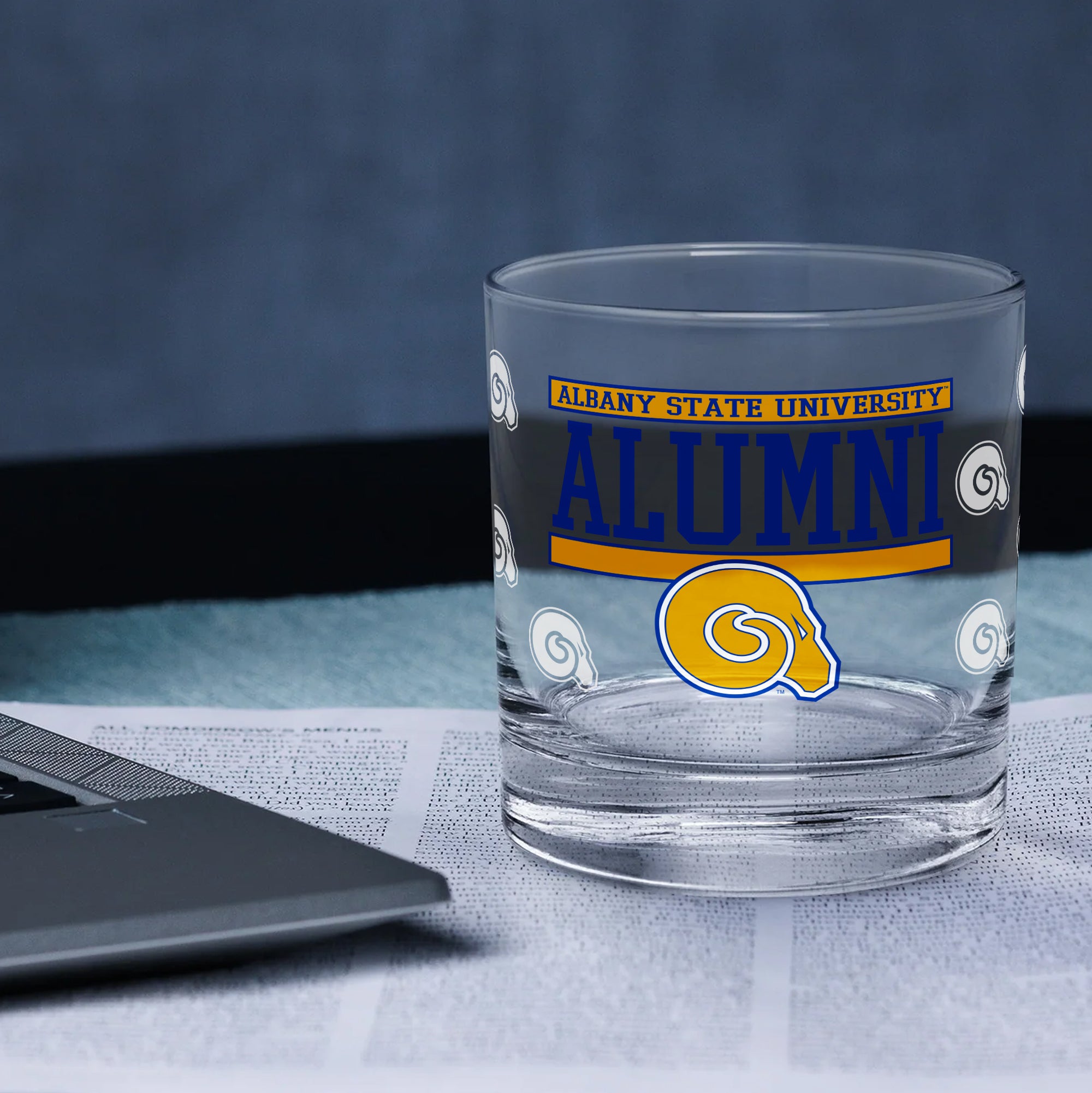 Set of 2 Albany State Rams 14oz XD Alumni Rocks Glasses