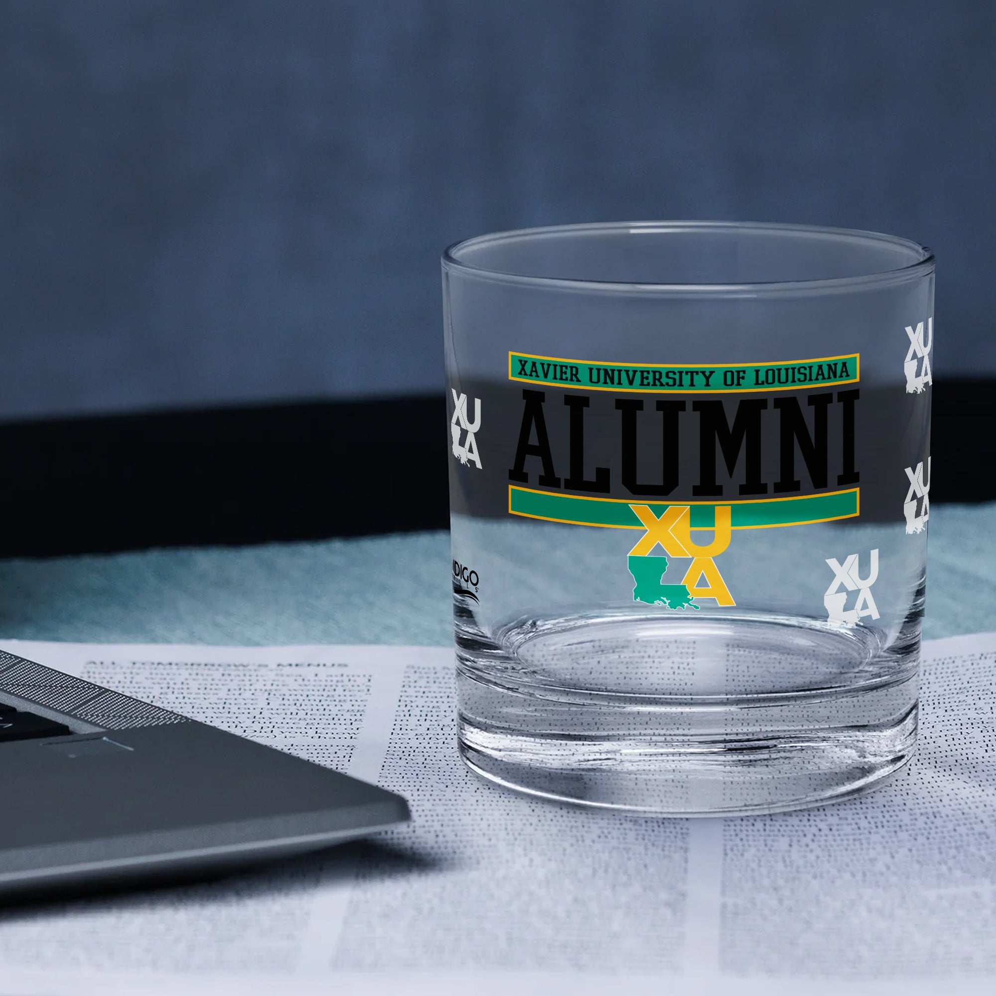 Set of 2 Xavier Louisiana Gold Rush-Nuggets 14oz XD Alumni Rocks Glasses