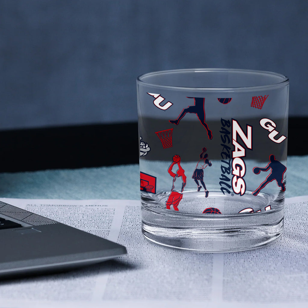 Set of 2 Gonzaga Bulldogs Basketball Sketch 14oz Rocks Glasses