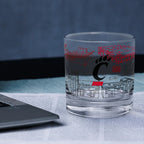 Set of 2 Cincinnati Bearcats Campus Line Art 14oz Rocks Glasses
