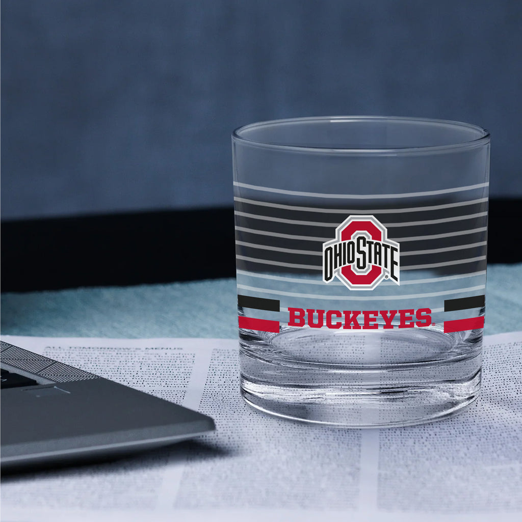 Set of 2 Ohio State Buckeyes 14oz Ring Rocks Glasses