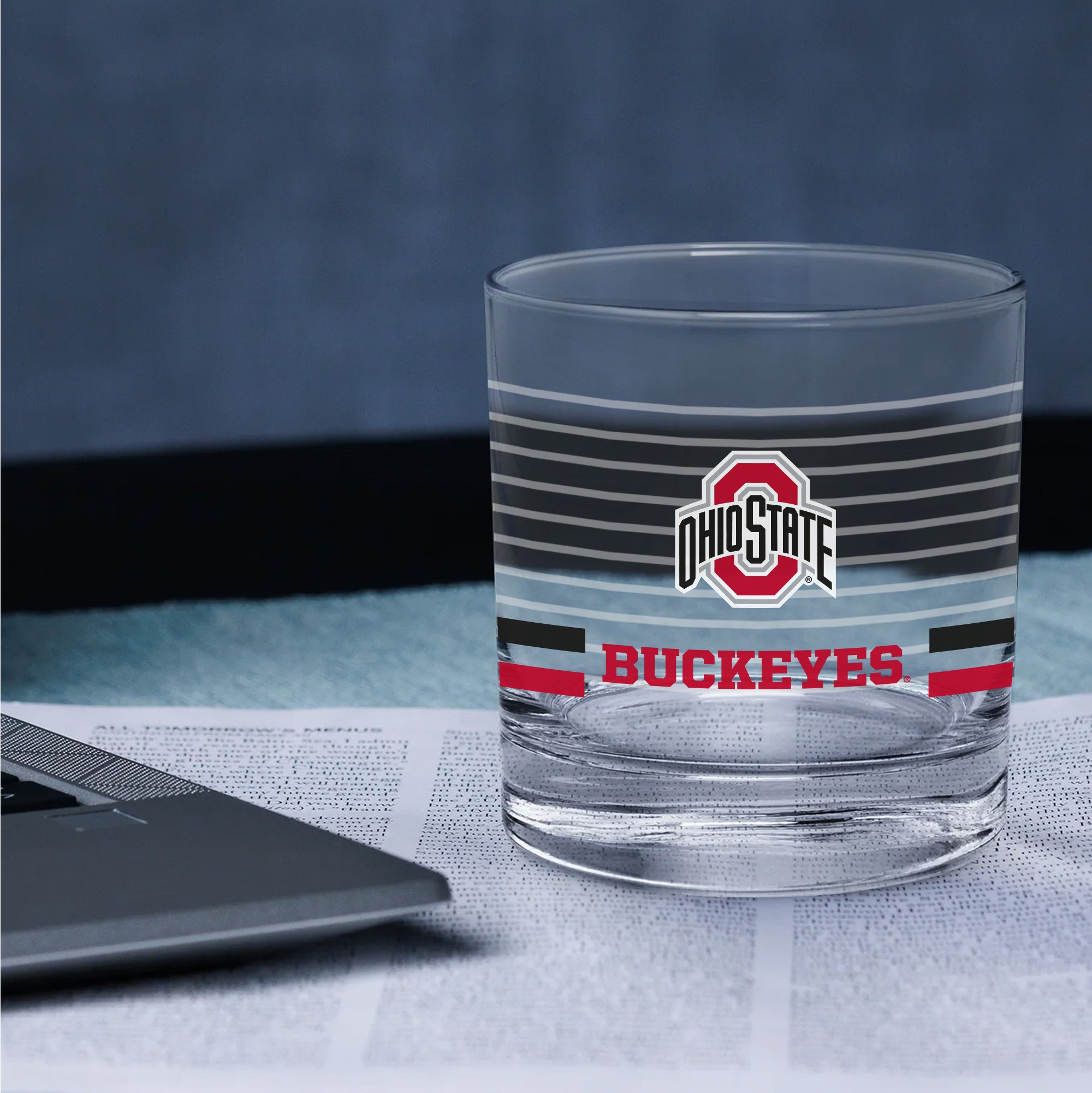 Set of 2 Ohio State Buckeyes 14oz Ring Rocks Glasses