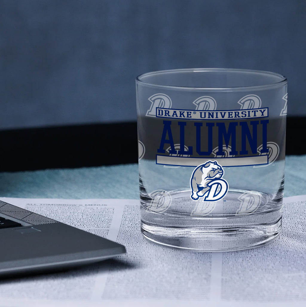 Set of 2 Drake Bulldogs 14oz Alumni Rocks Glasses