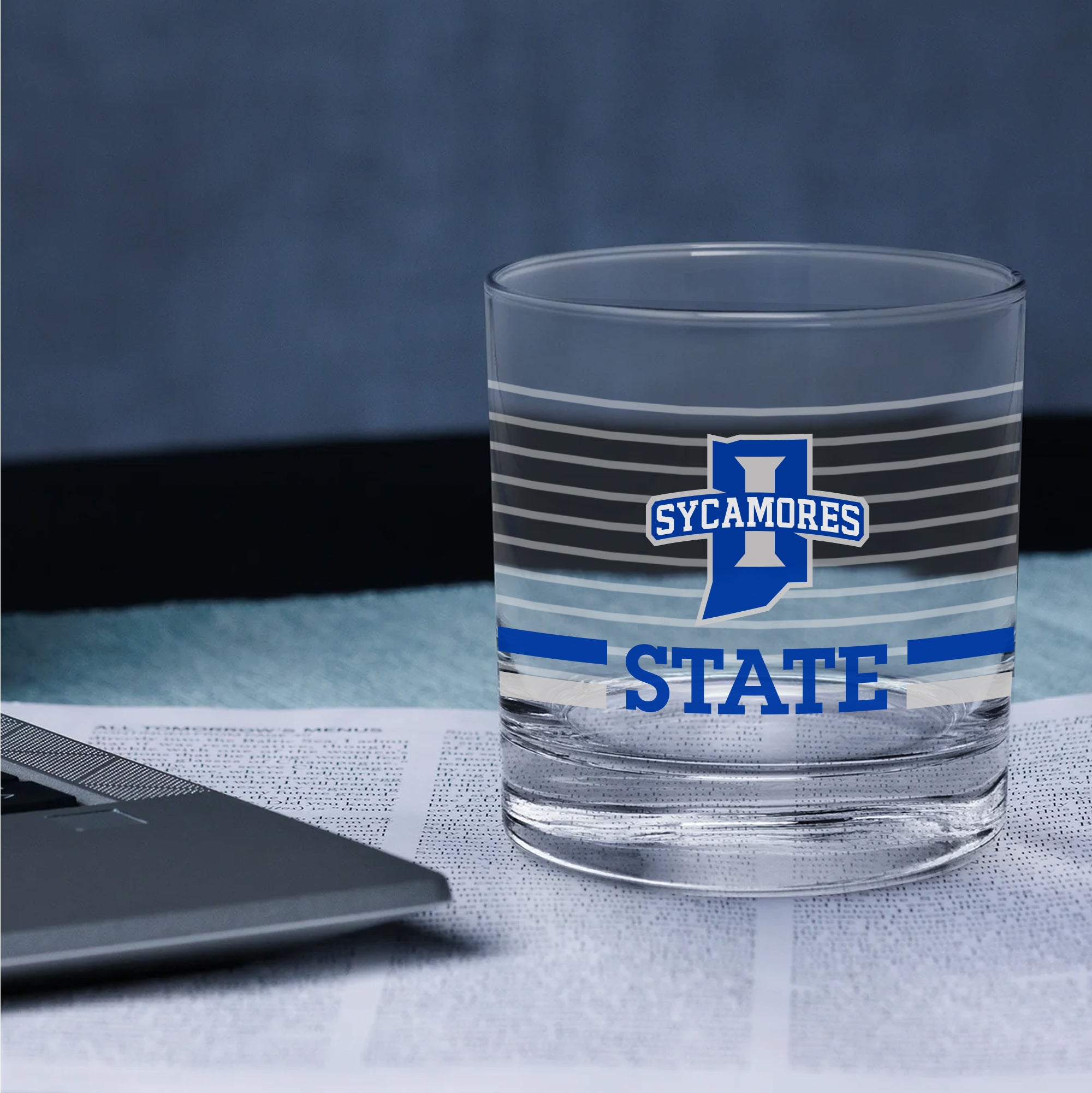 Set of 2 Indiana State Sycamores 14oz Ring Rocks Glasses