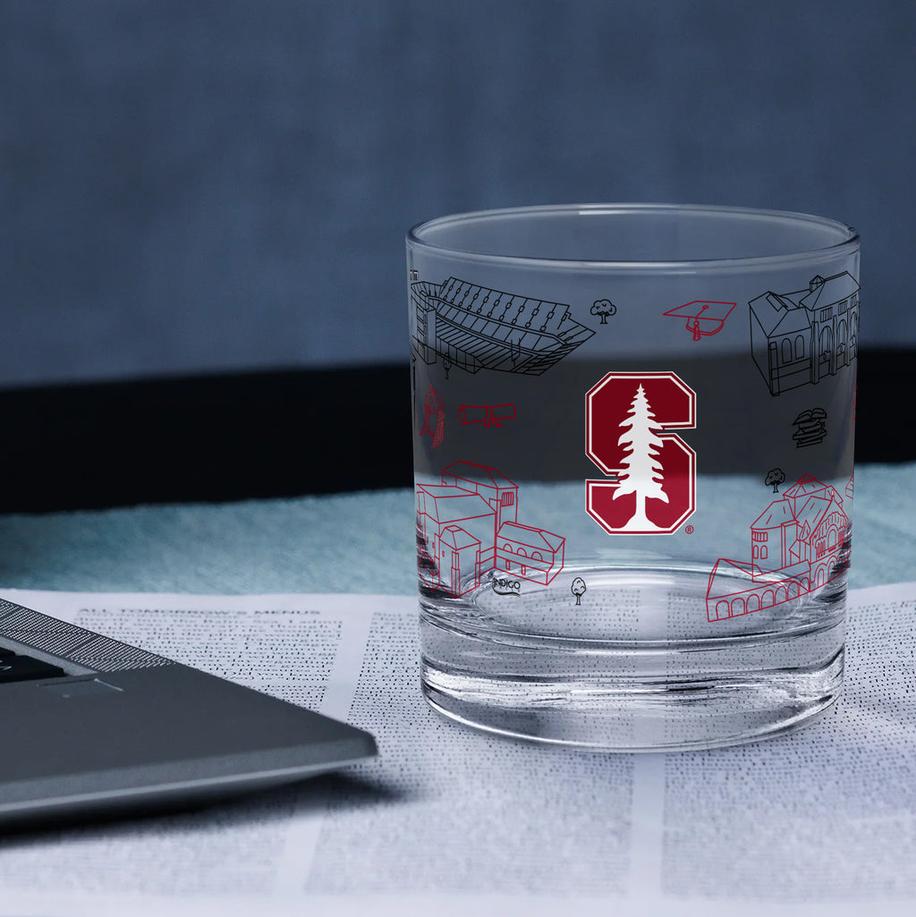 Set of 2 Stanford Cardinal Campus Line Art 14oz Rocks Glasses