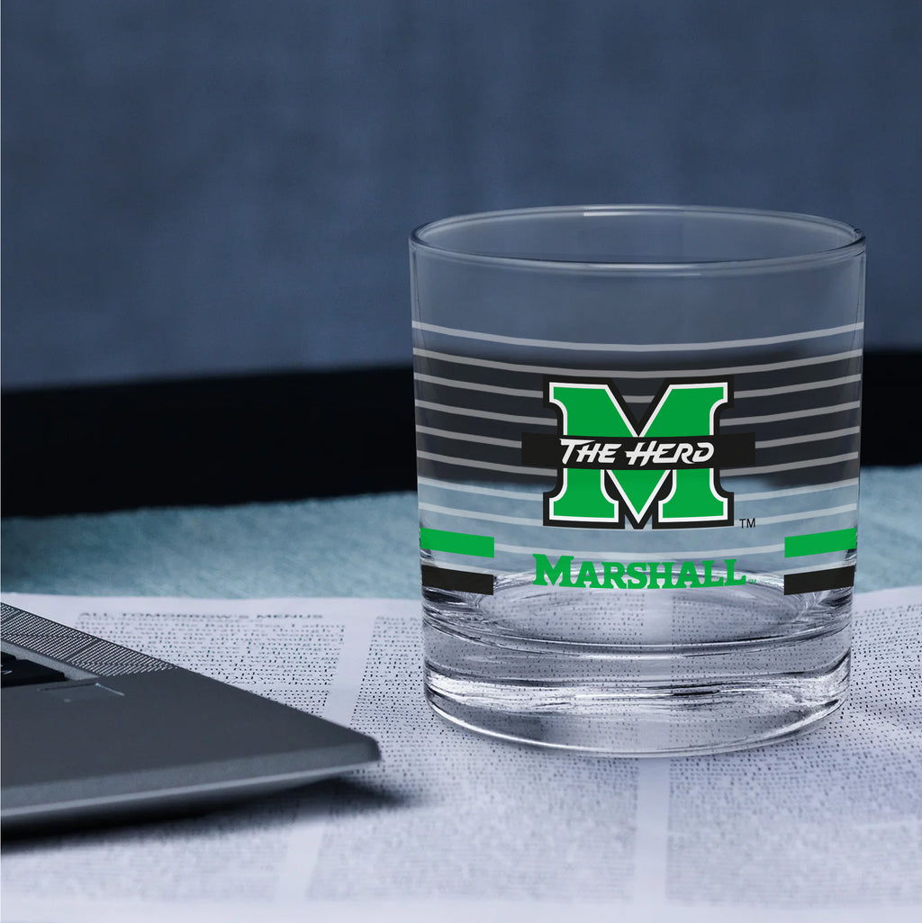 Set of 2 Marshall Thundering Herd 14oz Ring Rocks Glasses