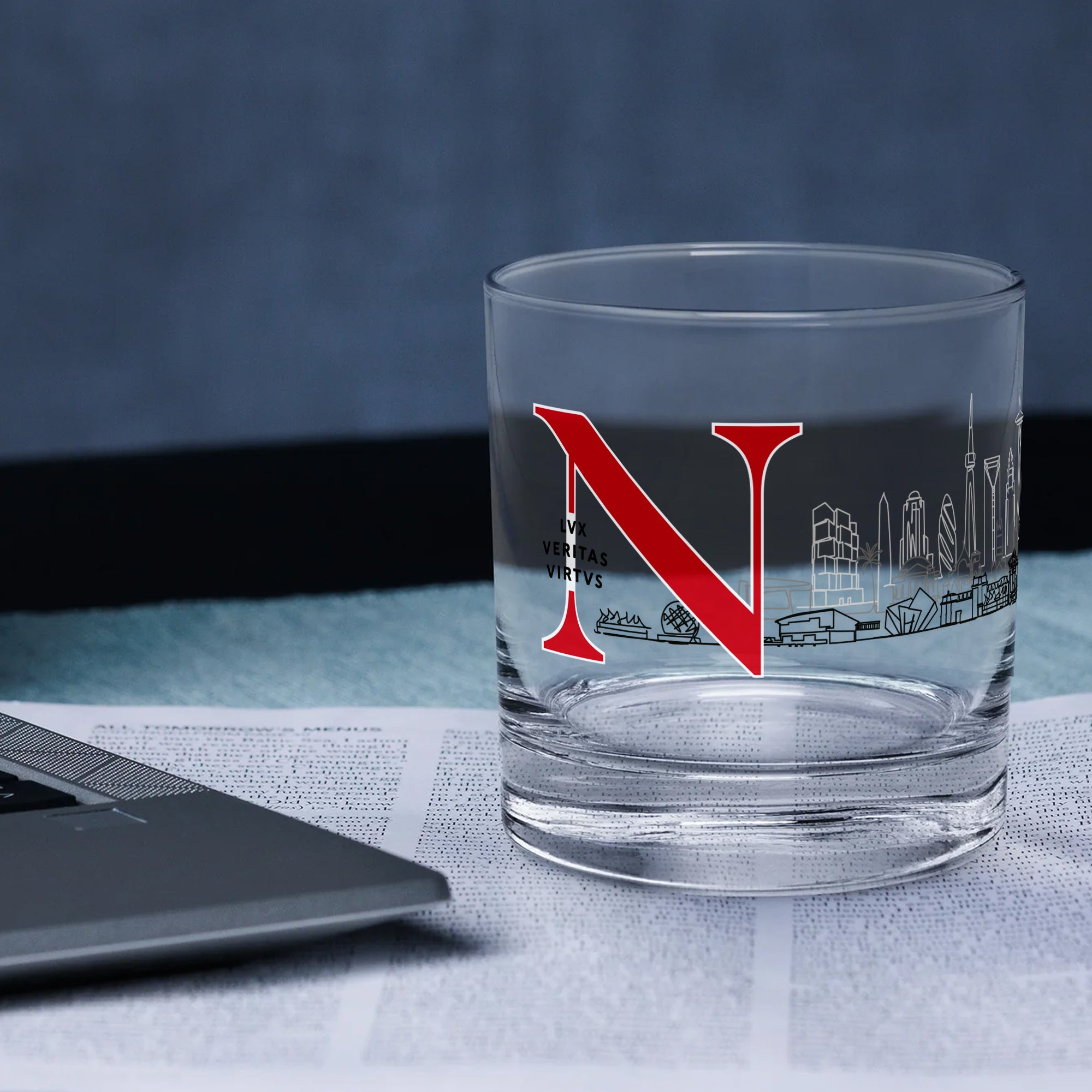 Set of 2 Northeastern Huskies Campus Line Art 14oz Rocks Glasses