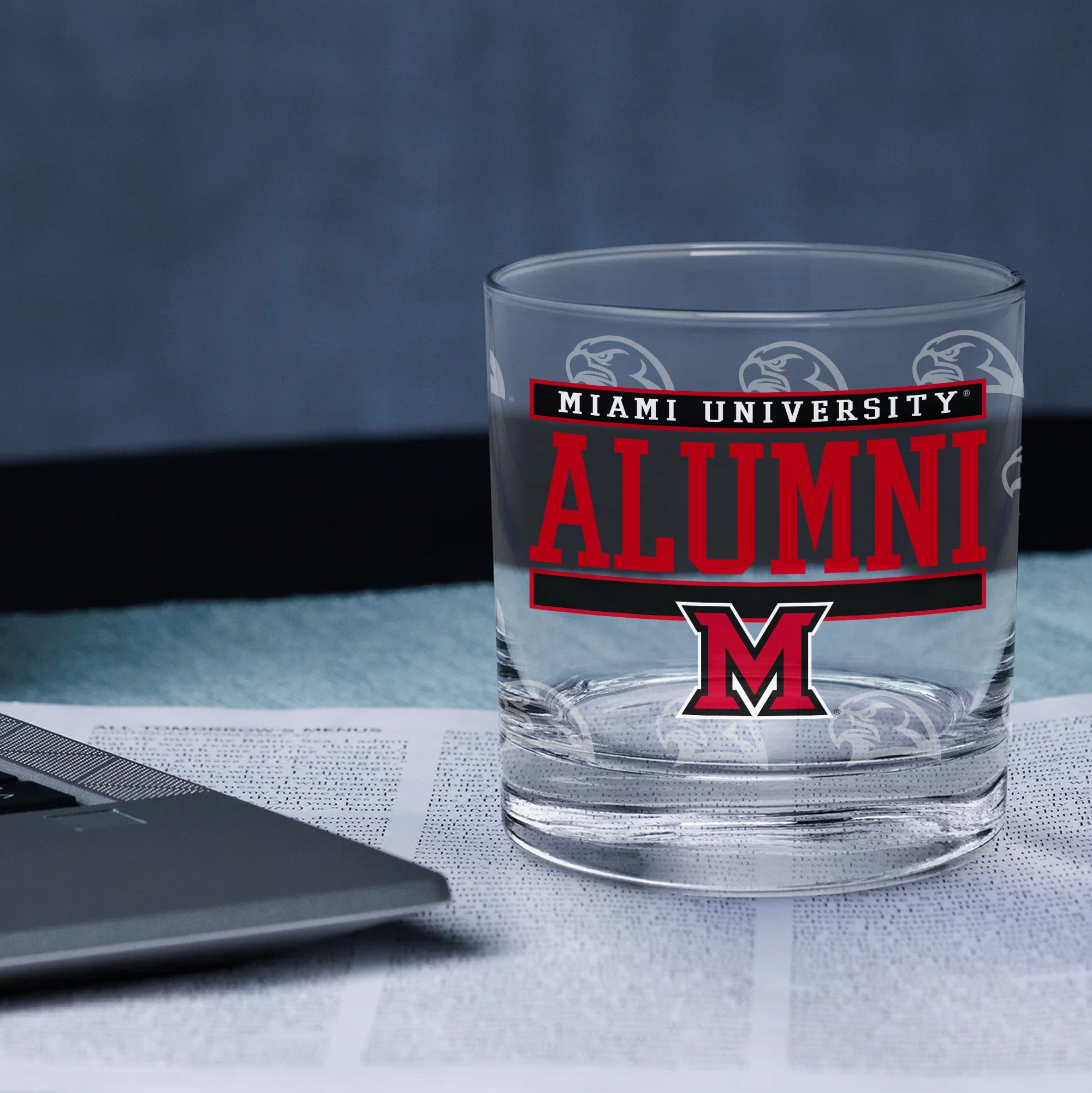 Set of 2 Miami Redhawks 14oz Alumni Rocks Glasses