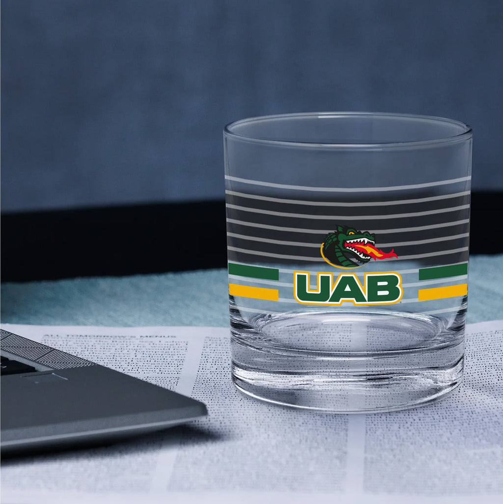 Set of 2 UAB Blazers 14oz Ring Rocks Glasses