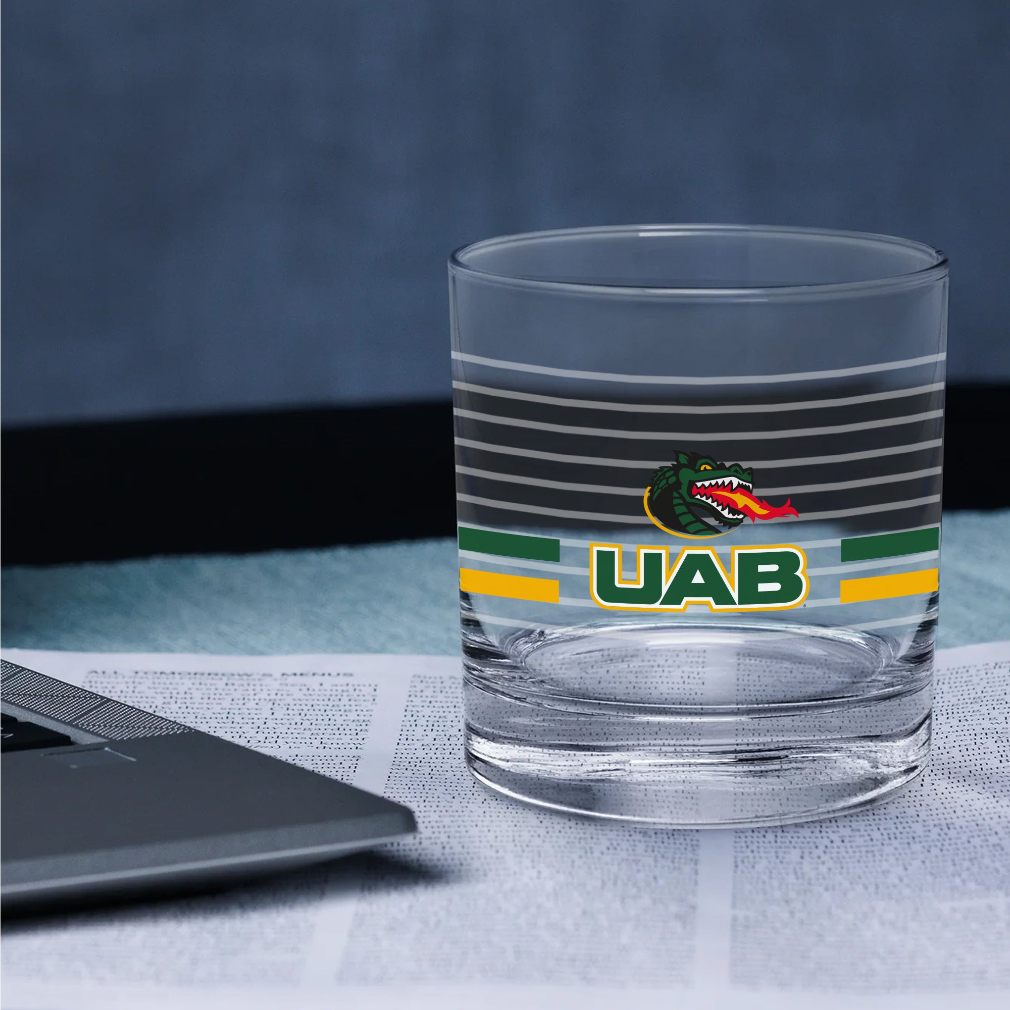 Set of 2 UAB Blazers 14oz Ring Rocks Glasses