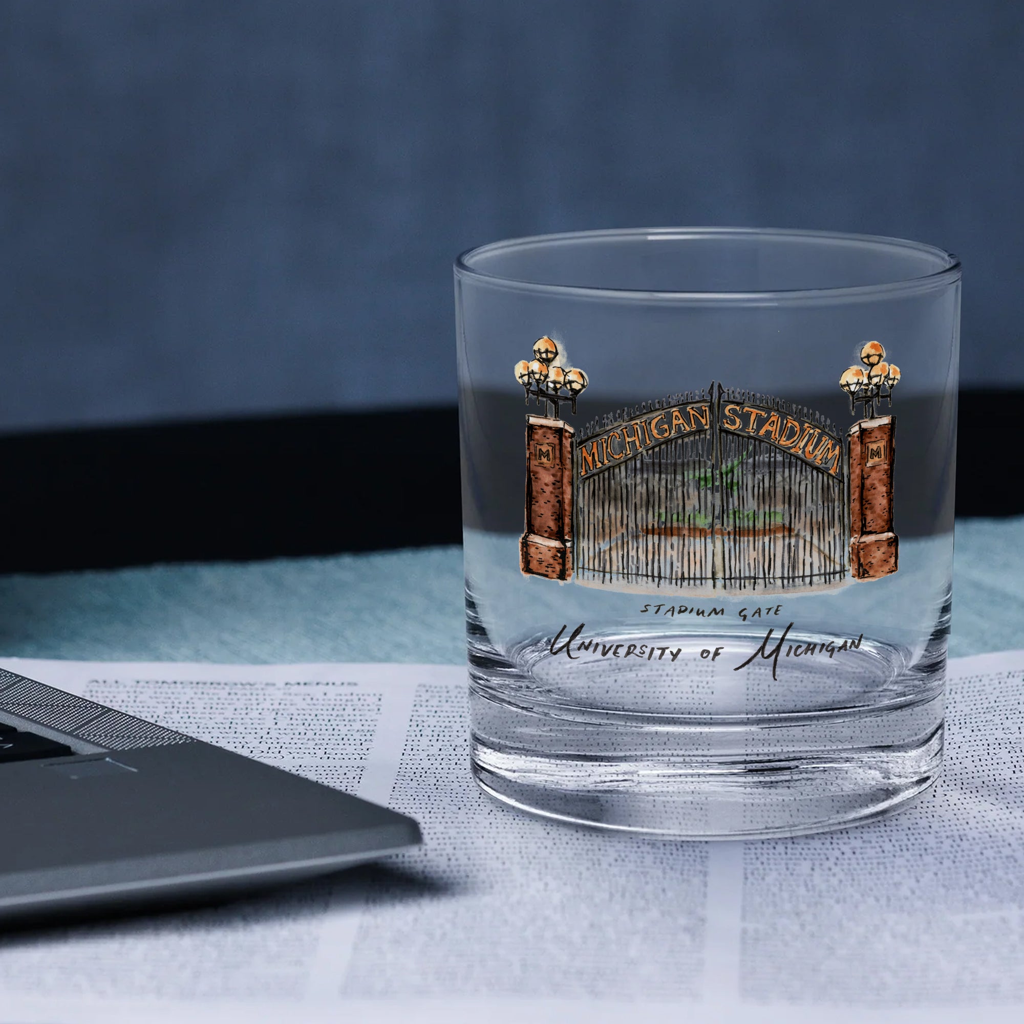 14oz Michigan Wolverines Laura Wilcox University Collection 2-Pack Glass Set