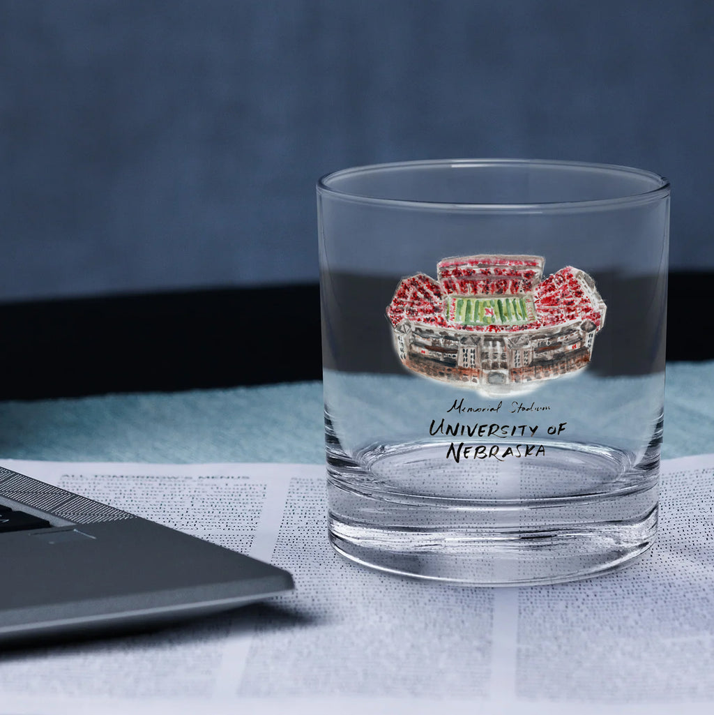 14oz Nebraska Cornhuskers Laura Wilcox University Collection 2-Pack Glass Set