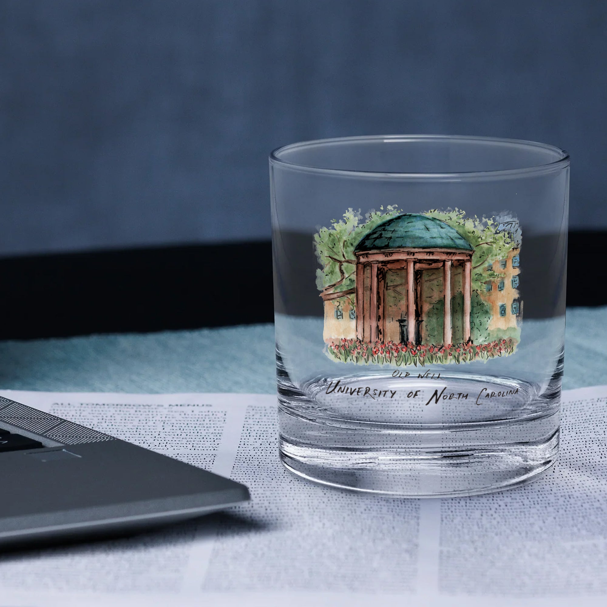 14oz North Carolina Tar Heels Laura Wilcox University Collection 2-Pack Glass Set