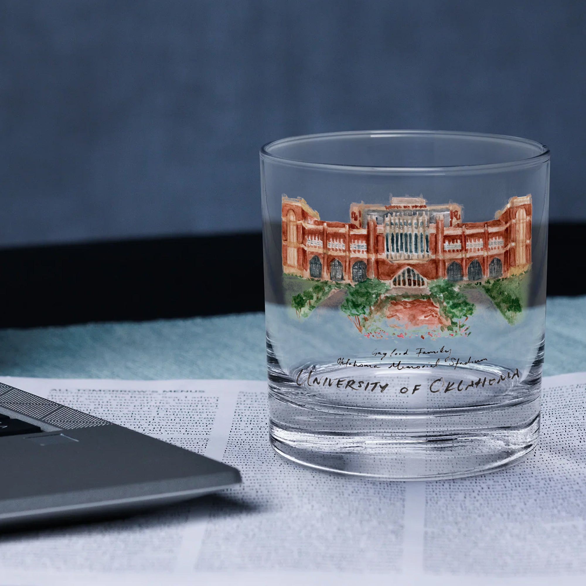 14oz Oklahoma Sooners Laura Wilcox University Collection 2-Pack Glass Set