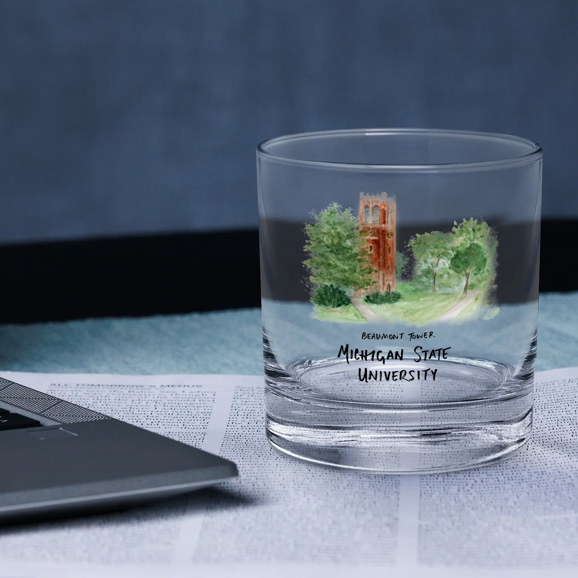 14oz Michigan State Spartans Laura Wilcox University Collection 2-Pack Glass Set