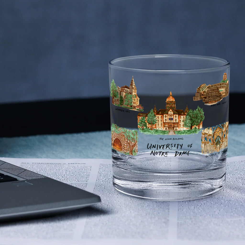 14oz Notre Dame Fighting Irish Laura Wilcox University Collection 2-Pack Glass Set