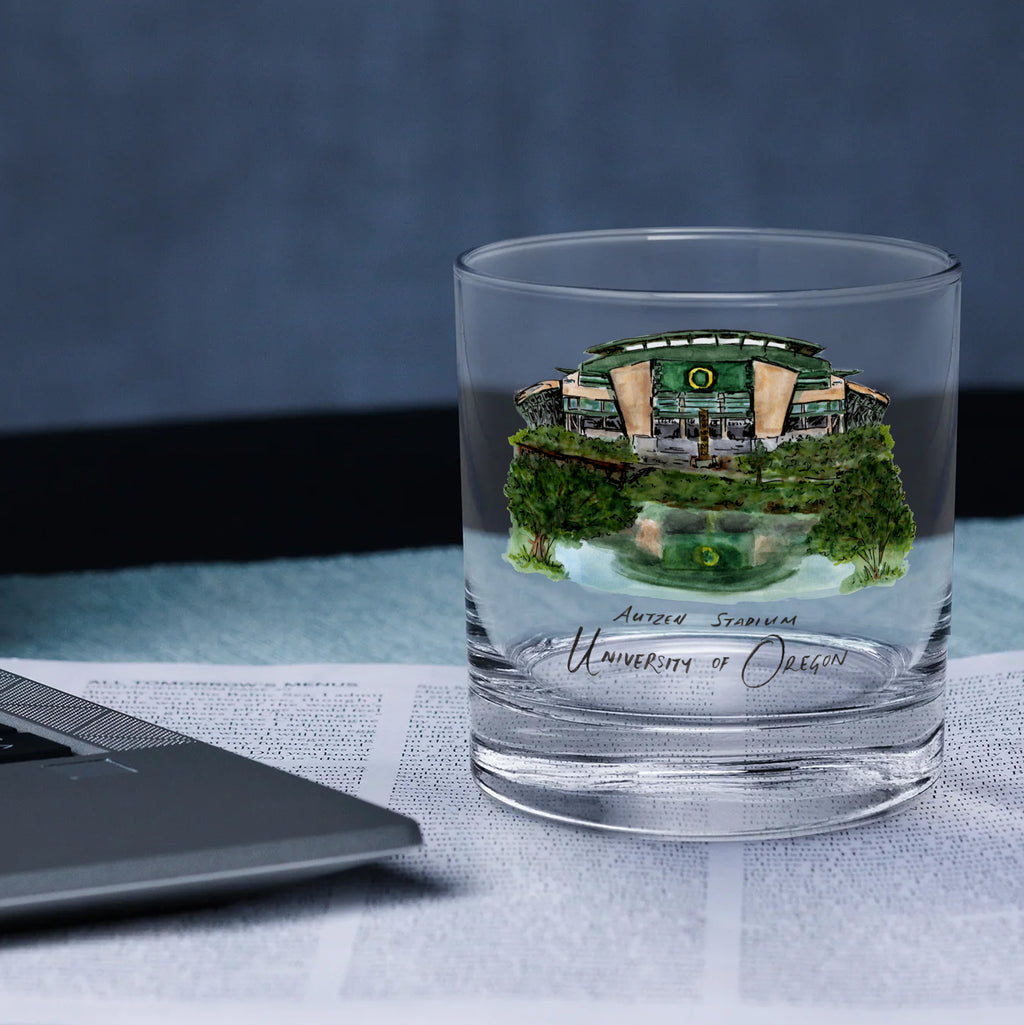 14oz Oregon Ducks Laura Wilcox University Collection 2-Pack Glass Set