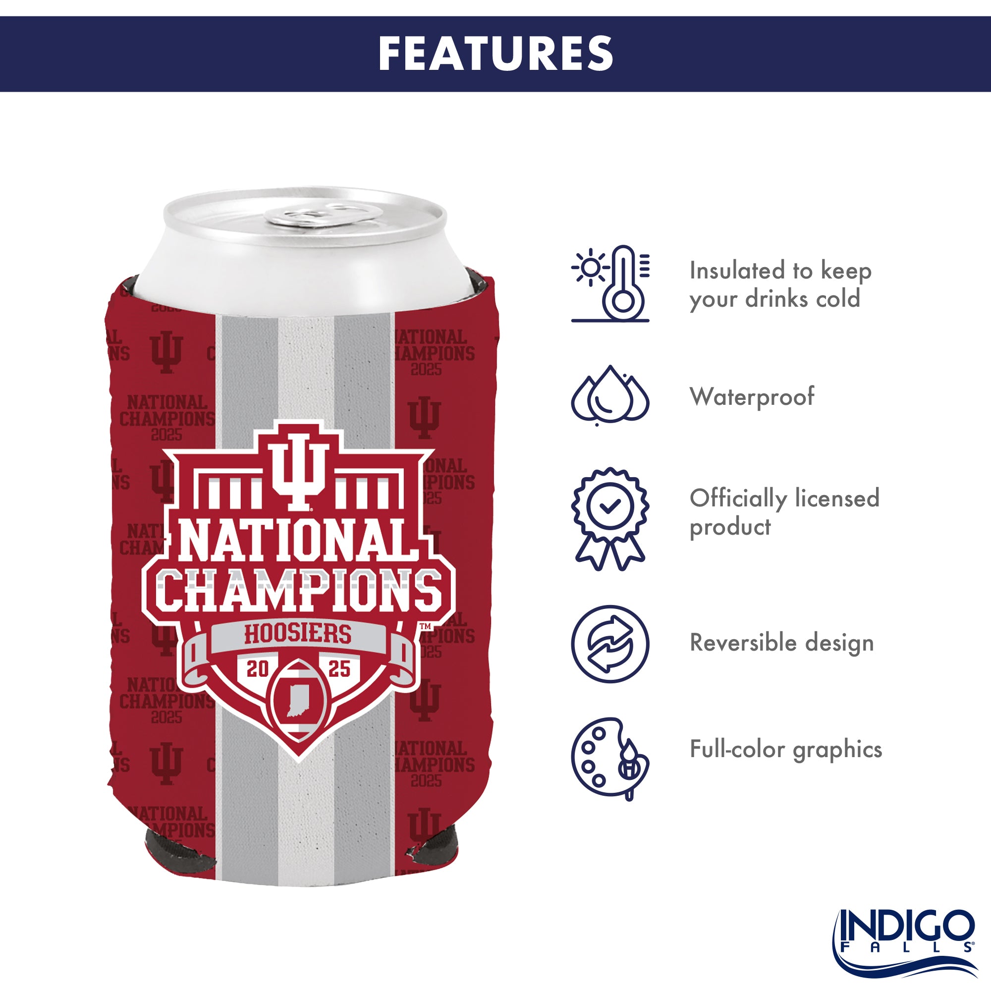 2025 CFP Football National Champions Indiana Hoosiers 2-Pack Pocket Coolie