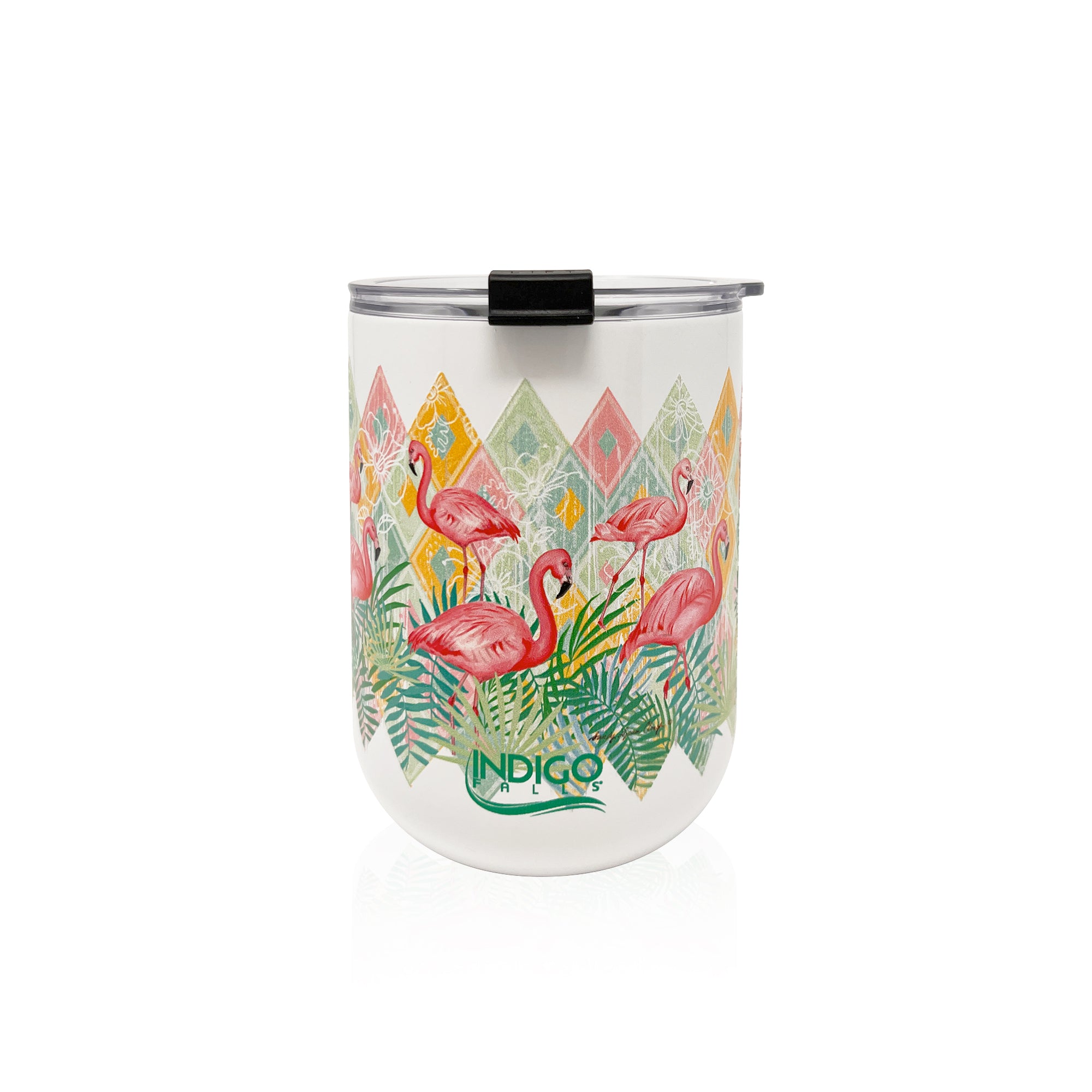 Flamingo 18 oz curved tumbler for tropical fans