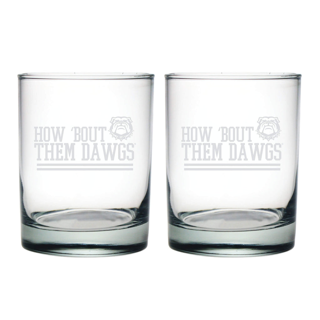 14oz Georgia Bulldogs Etched Slogan DOF 2 Pack