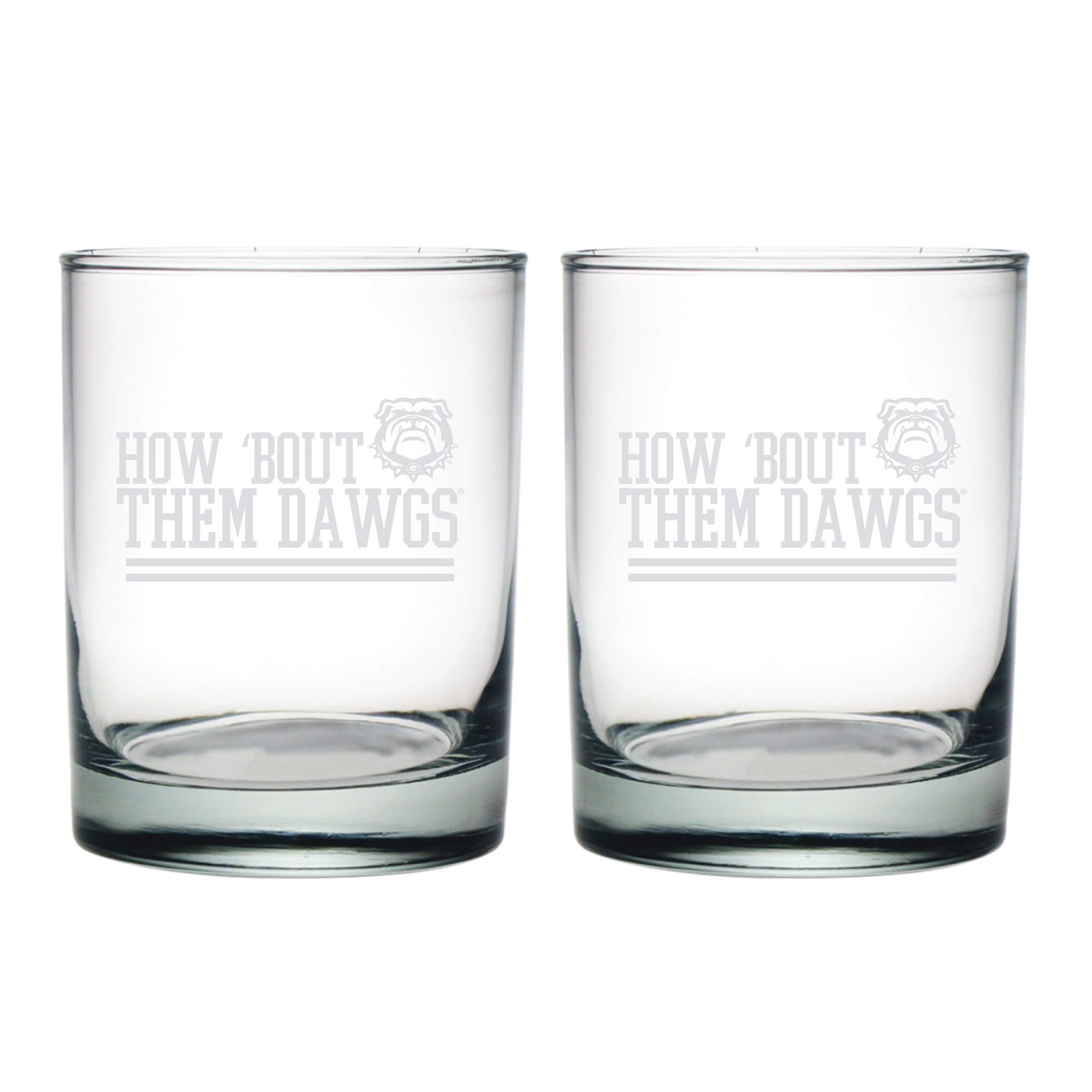14oz Georgia Bulldogs Etched Slogan DOF 2 Pack