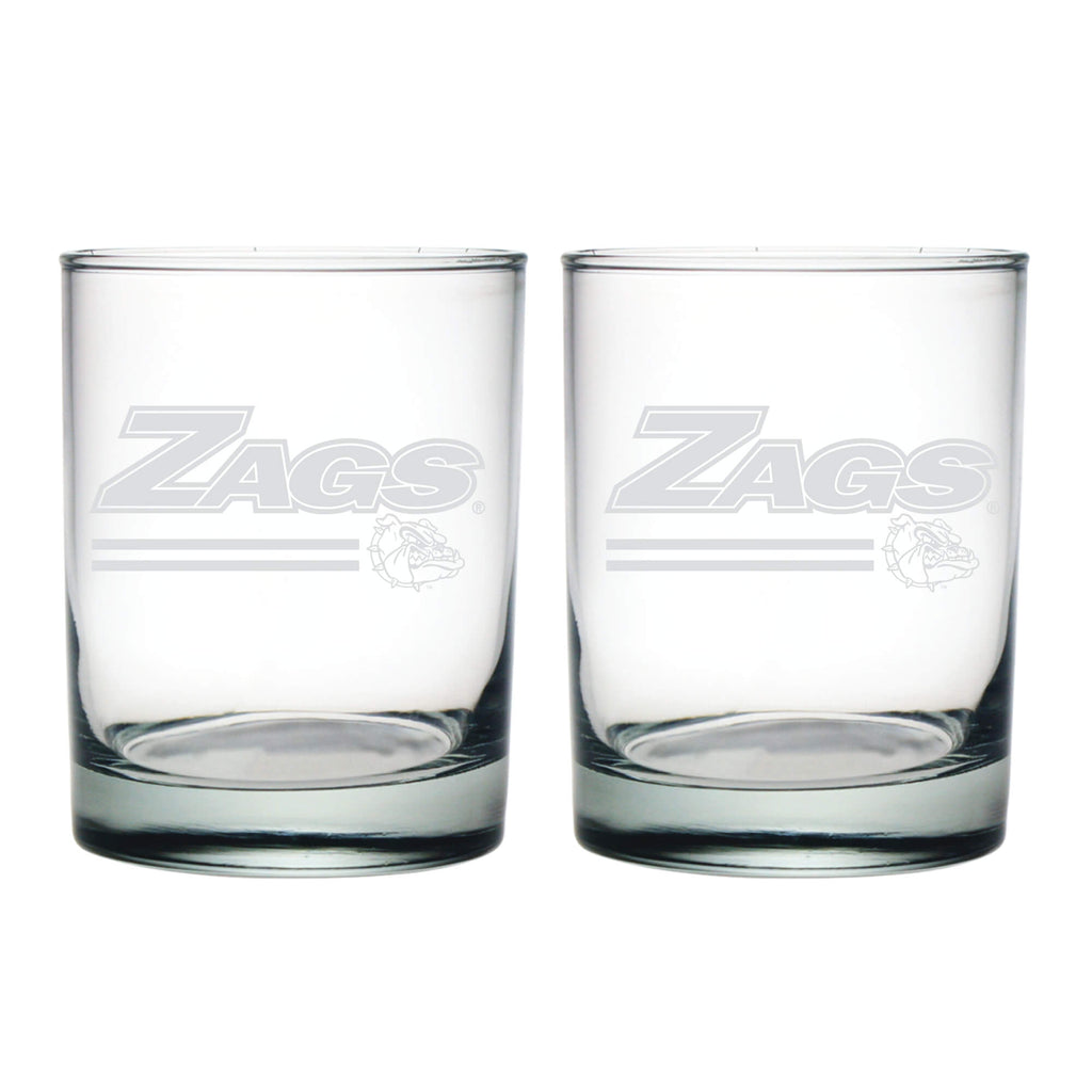 14oz Gonzaga Bulldogs Etched Slogan DOF 2 Pack