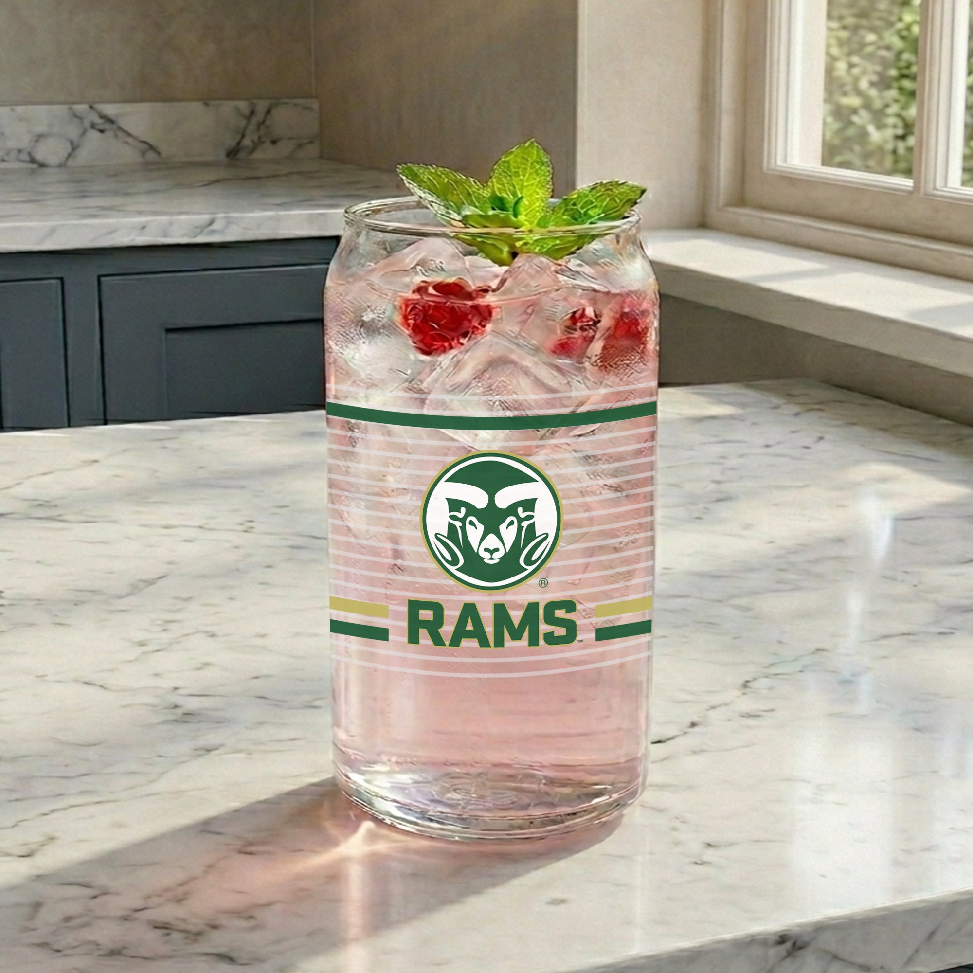 Set of 2 Colorado State Rams 16oz XD Ring Can Glasses