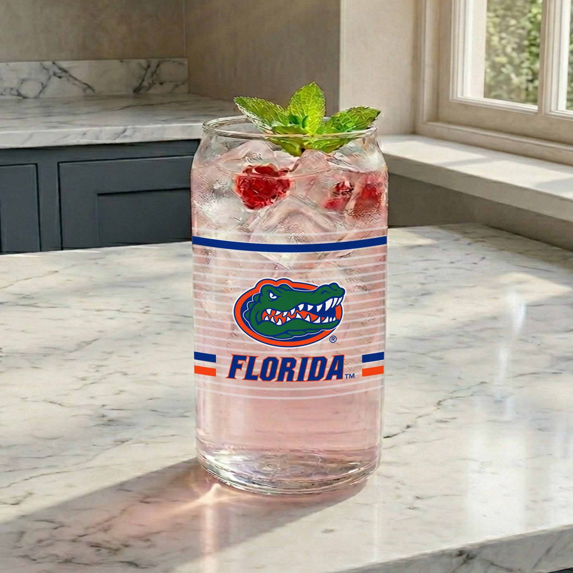 Set of 2 Florida Gators 16oz XD Ring Can Glasses