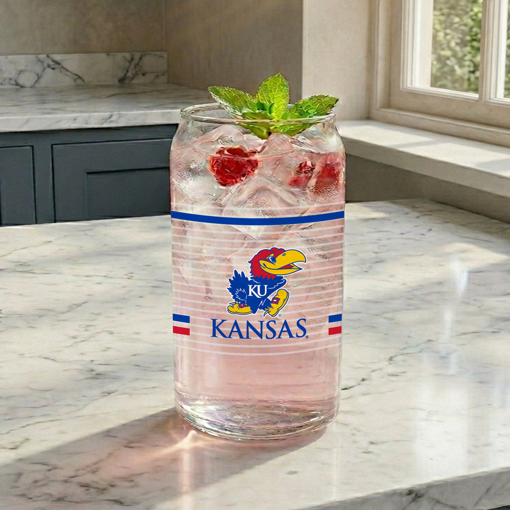 Set of 2 Kansas Jayhawks 16oz XD Ring Can Glasses