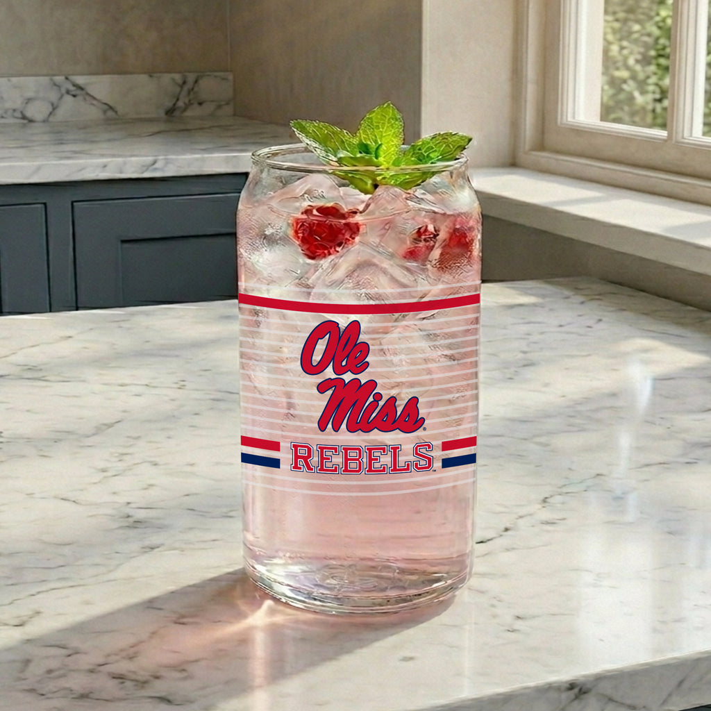 Set of 2 Ole Miss Rebels 16oz XD Ring Can Glasses