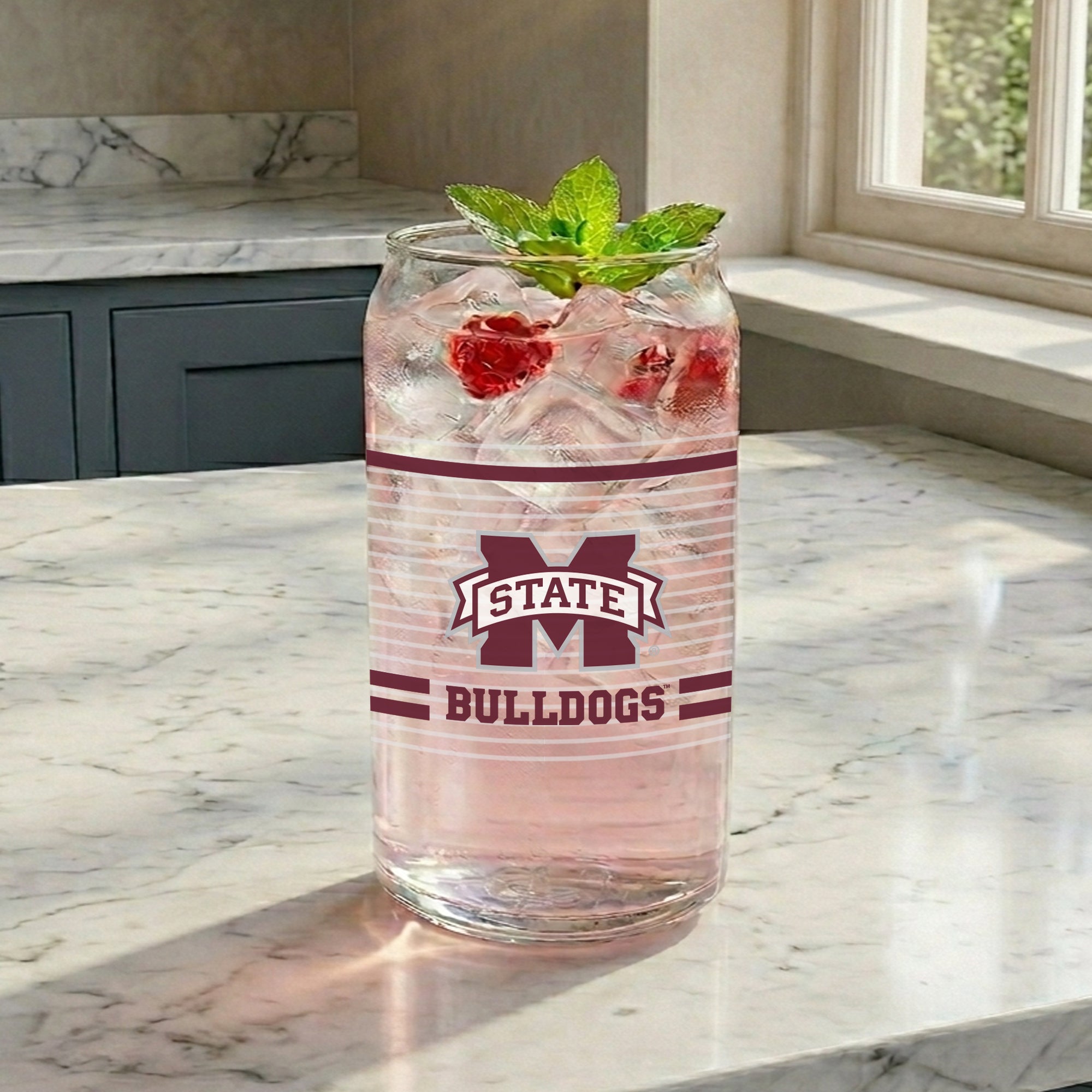 Set of 2 Mississippi State Bulldogs 16oz XD Ring Can Glasses