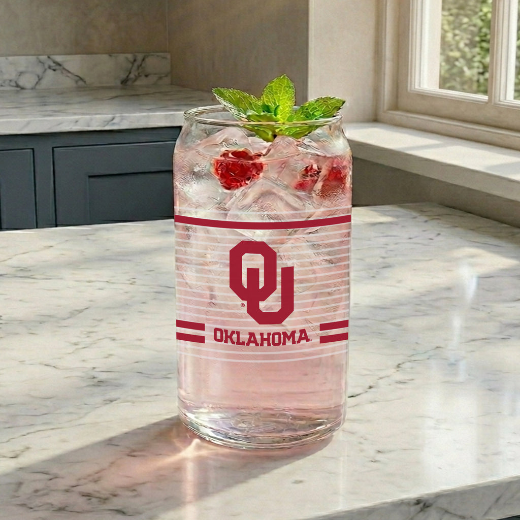 Set of 2 Oklahoma Sooners 16oz XD Ring Can Glasses