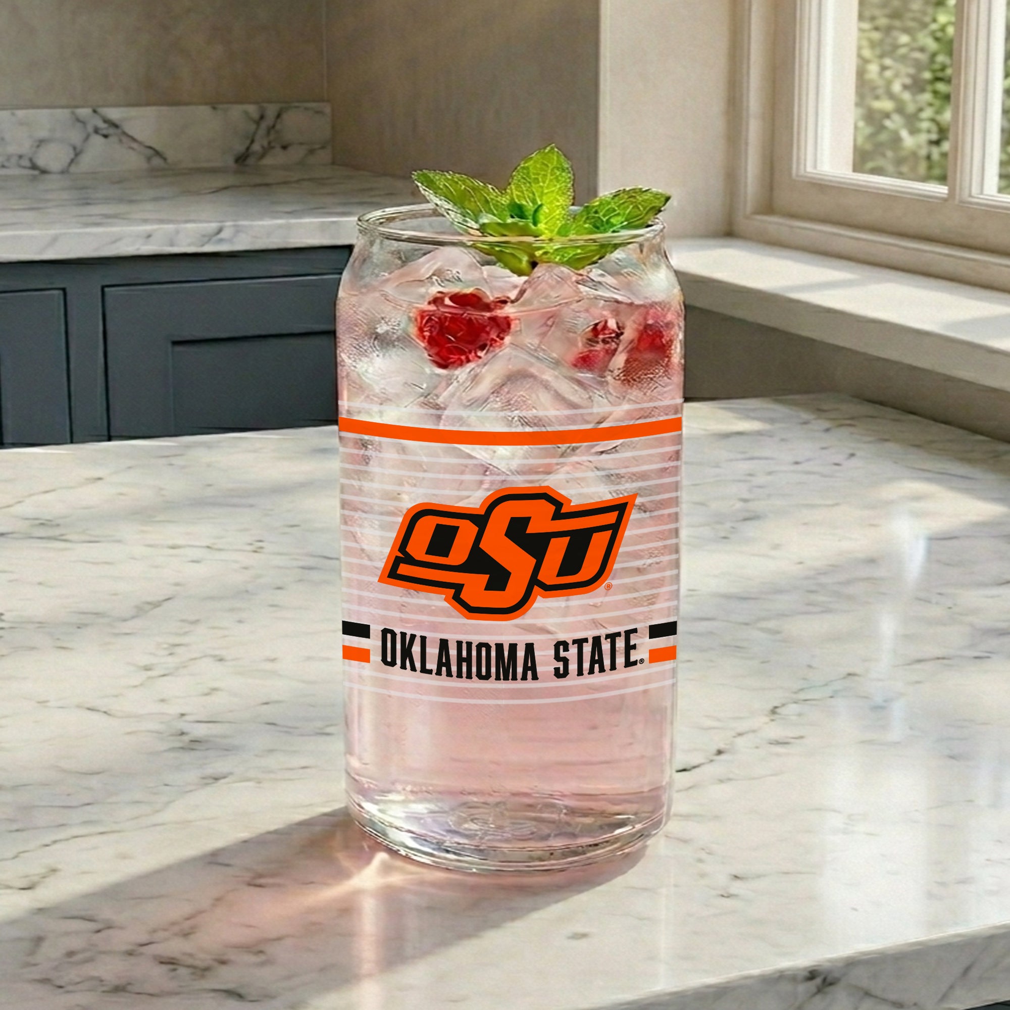 Set of 2 Oklahoma State Cowboys 16oz XD Ring Can Glasses