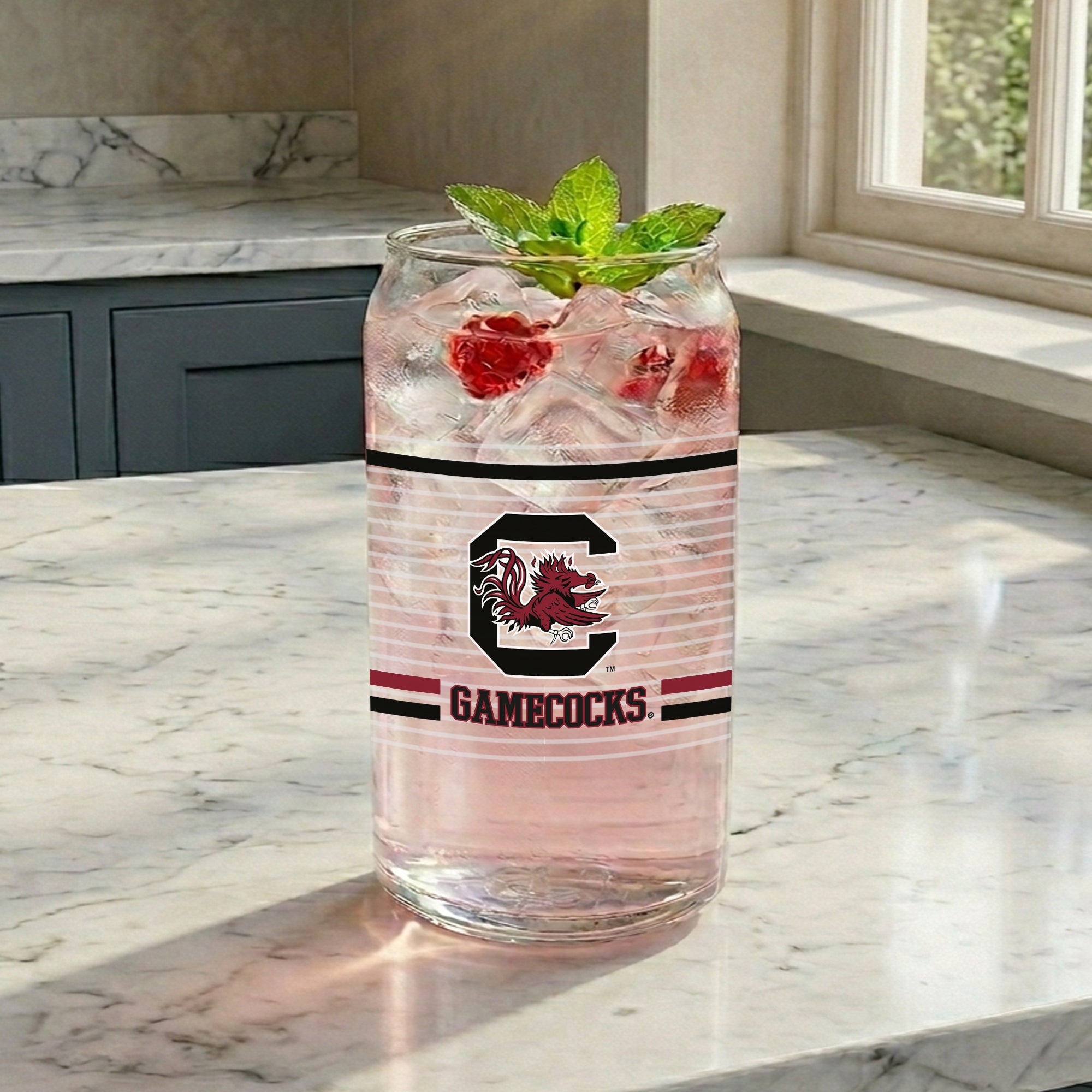 Set of 2 South Carolina Gamecocks 16oz XD Ring Can Glasses