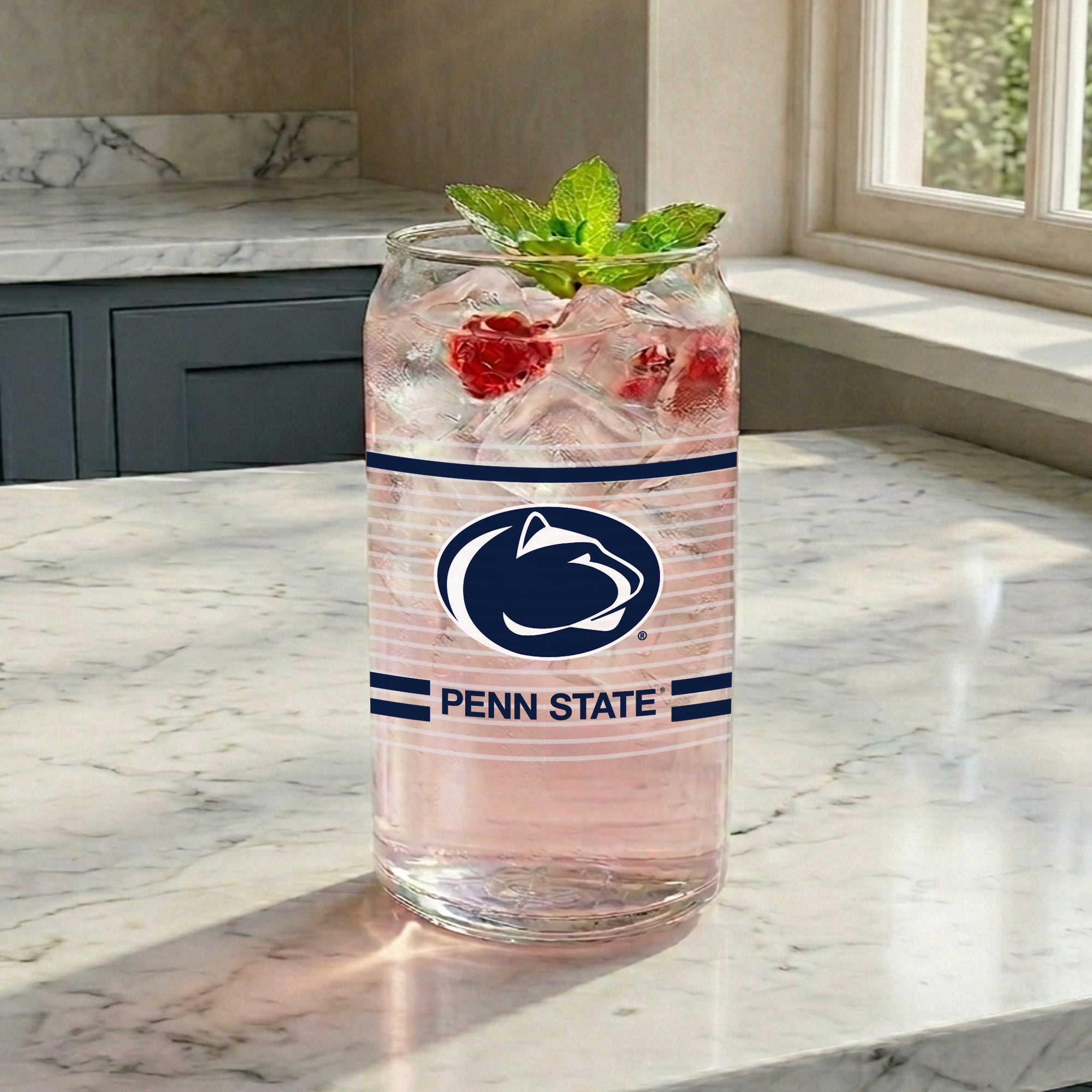 Set of 2 Penn State Nittany Lions 16oz XD Ring Can Glasses