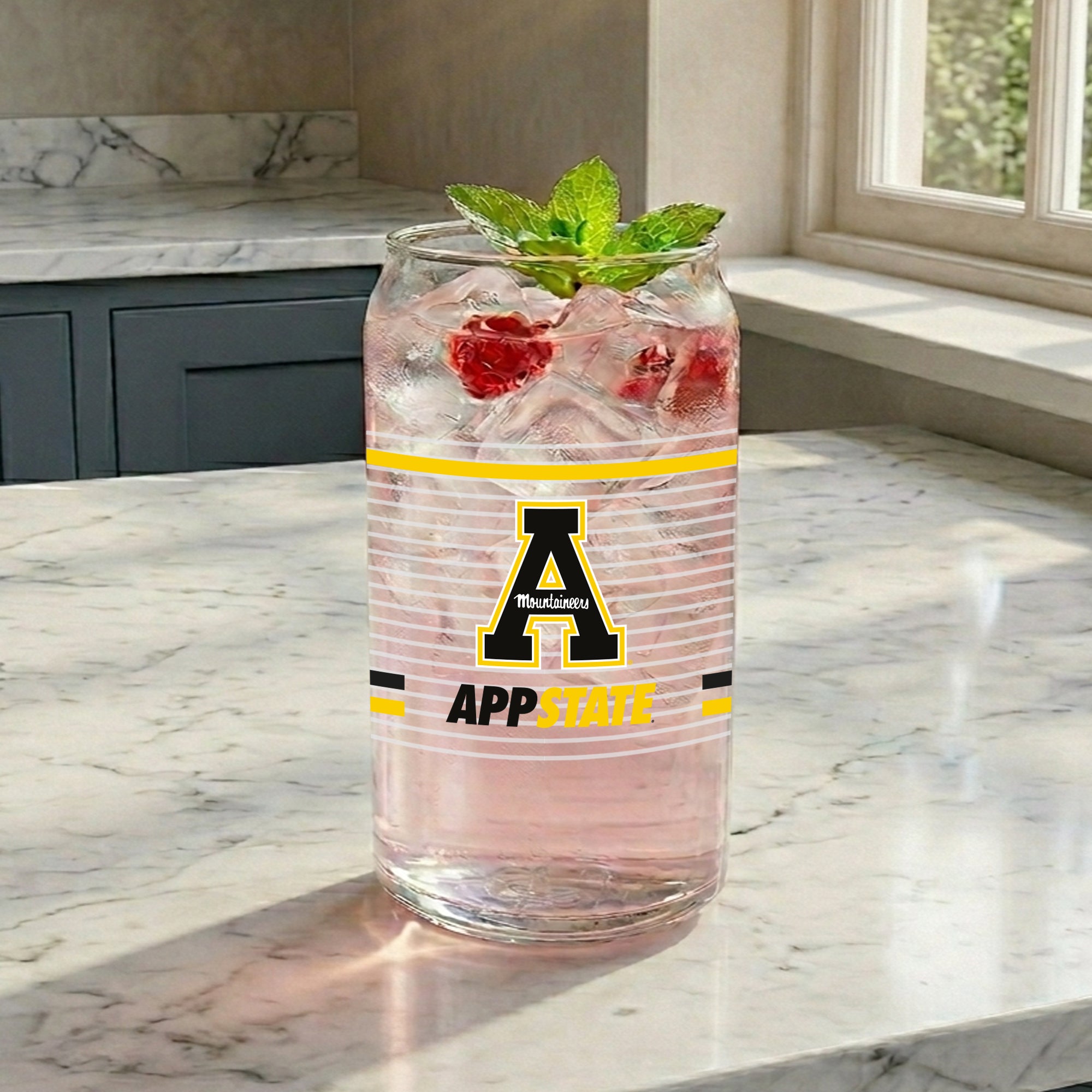 Set of 2 App State Mountaineers 16oz XD Ring Can Glasses