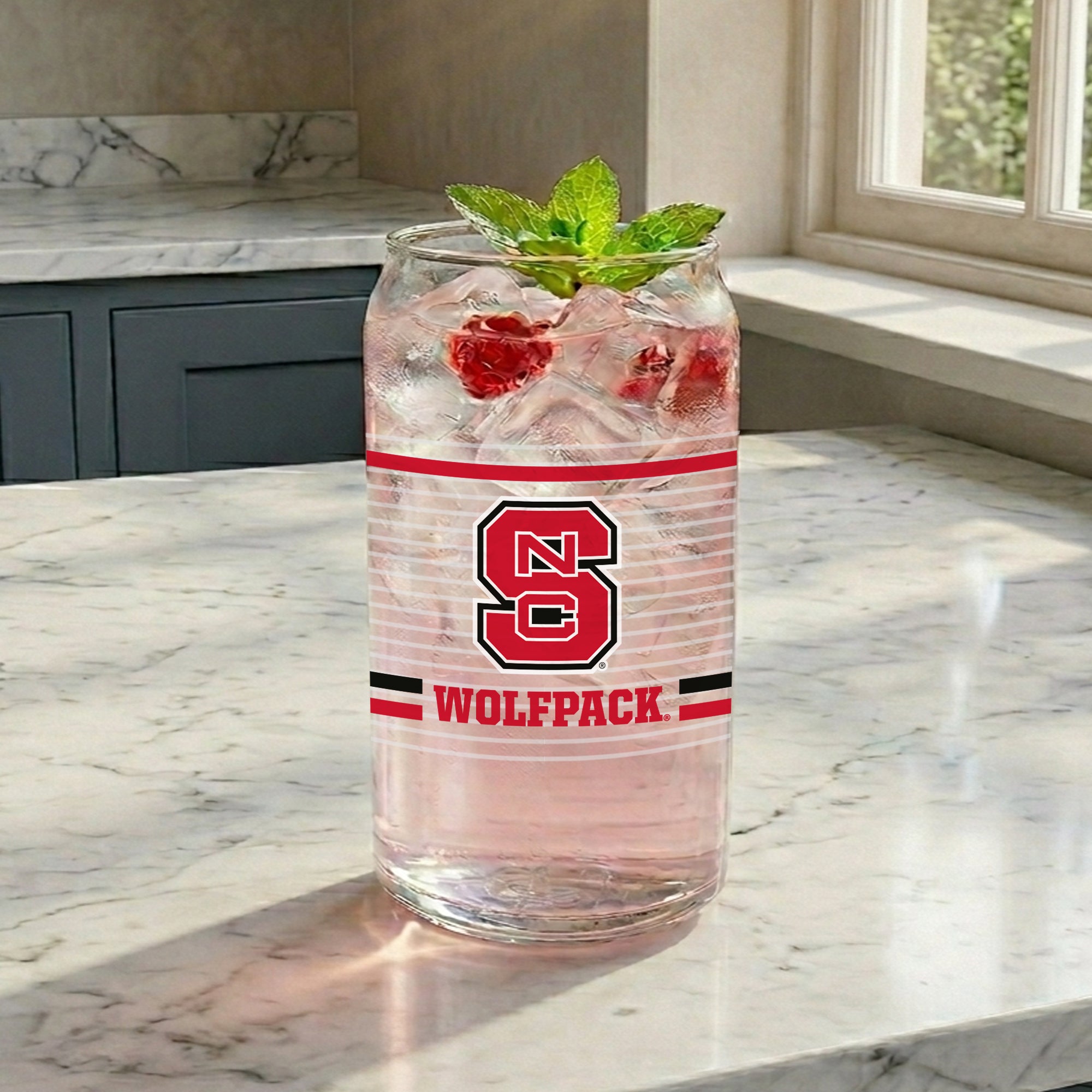 Set of 2 NC State Wolfpack 16oz XD Ring Can Glasses