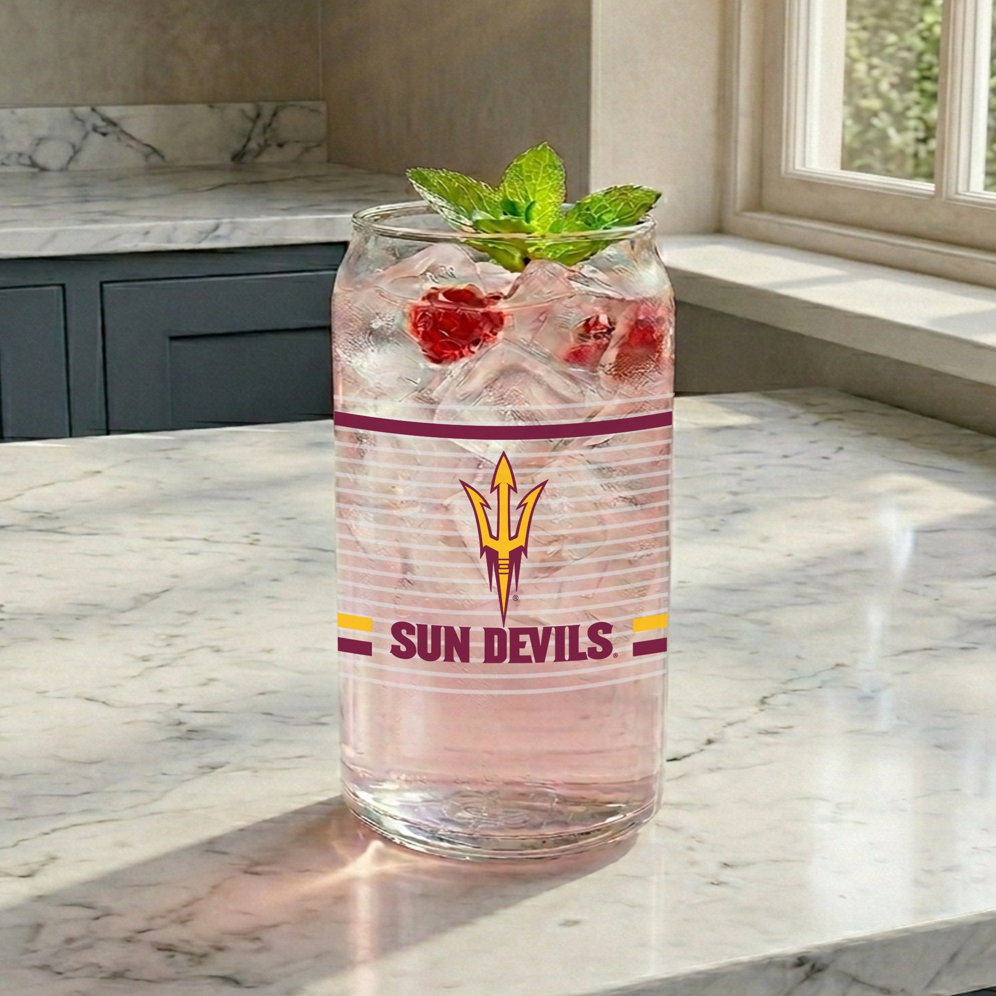 Set of 2 Arizona State Sun Devils 16oz XD Ring Can Glasses