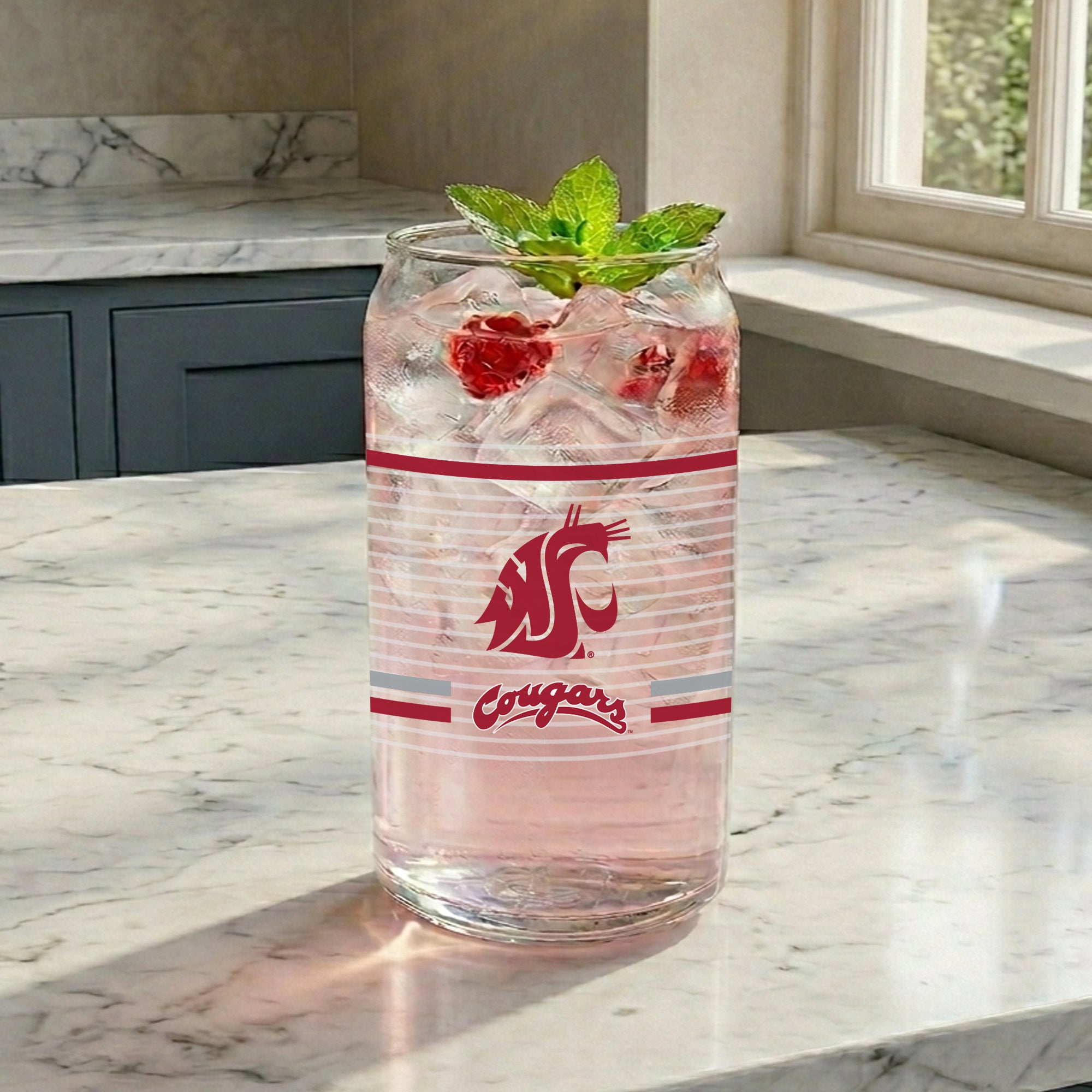 Set of 2 Washington State Cougars 16oz XD Ring Can Glasses
