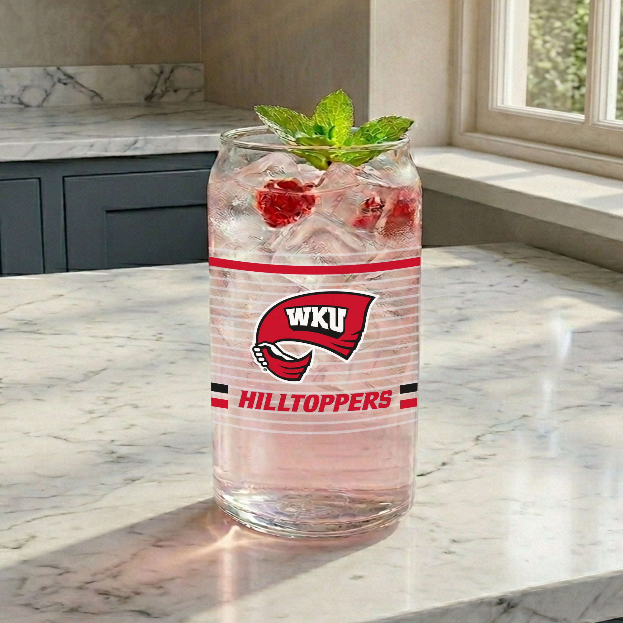 Set of 2 Western Kentucky Hilltoppers 16oz XD Ring Can Glasses