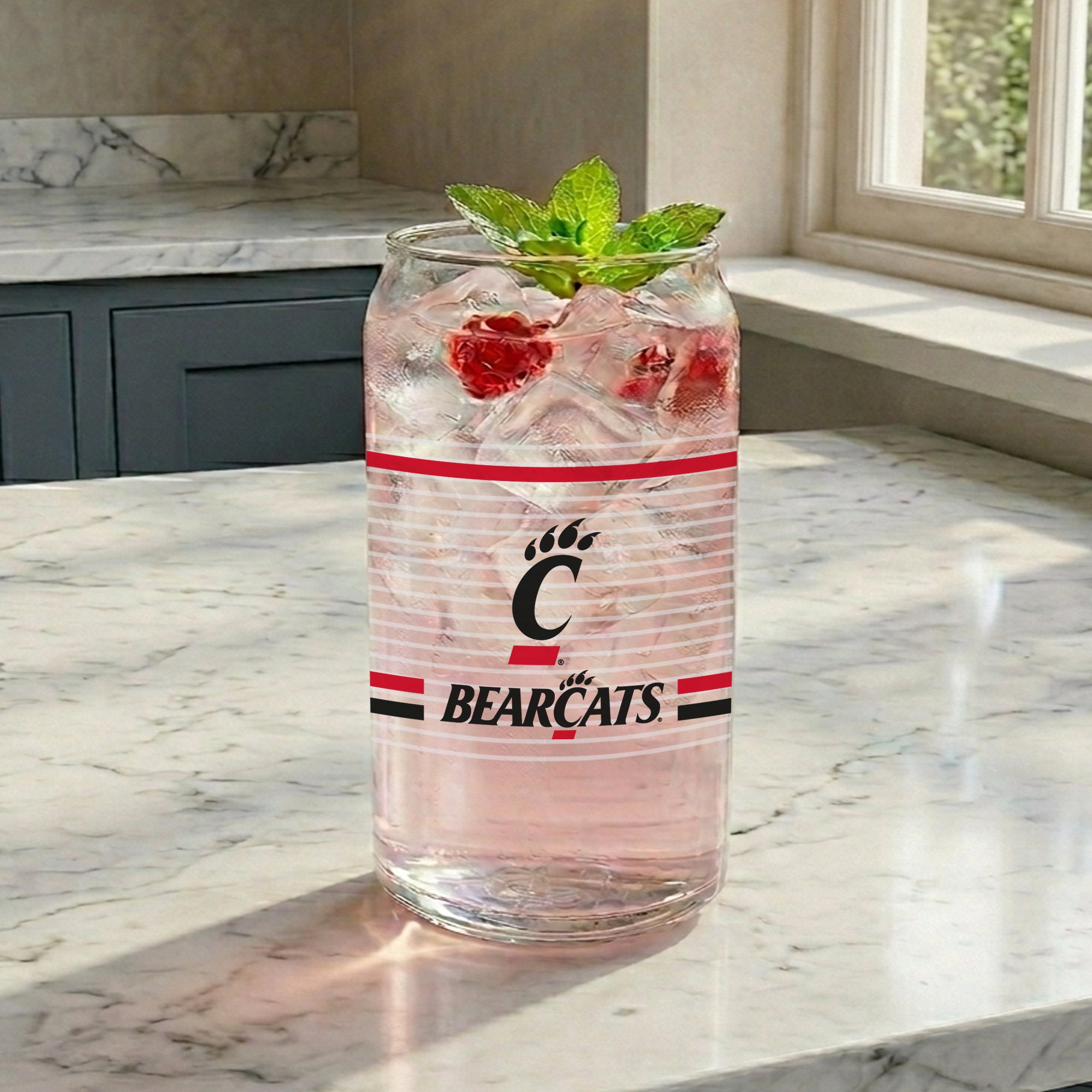 Set of 2 Cincinnati Bearcats 16oz XD Ring Can Glasses