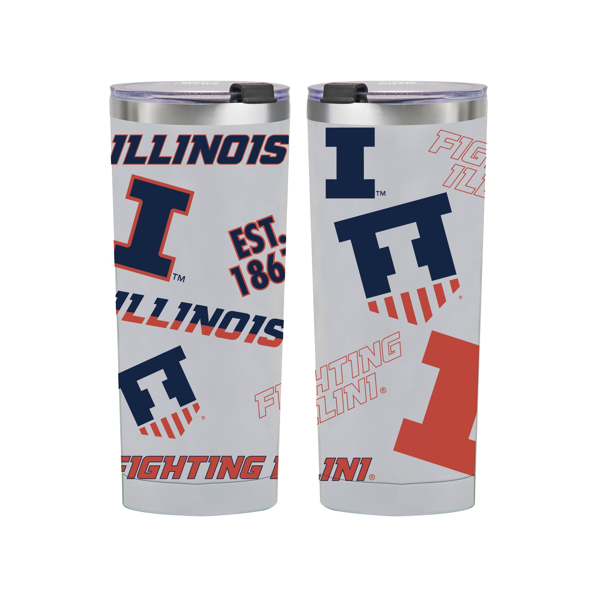 24oz Illinois Fighting Illini Medley Stainless Steel Tumbler