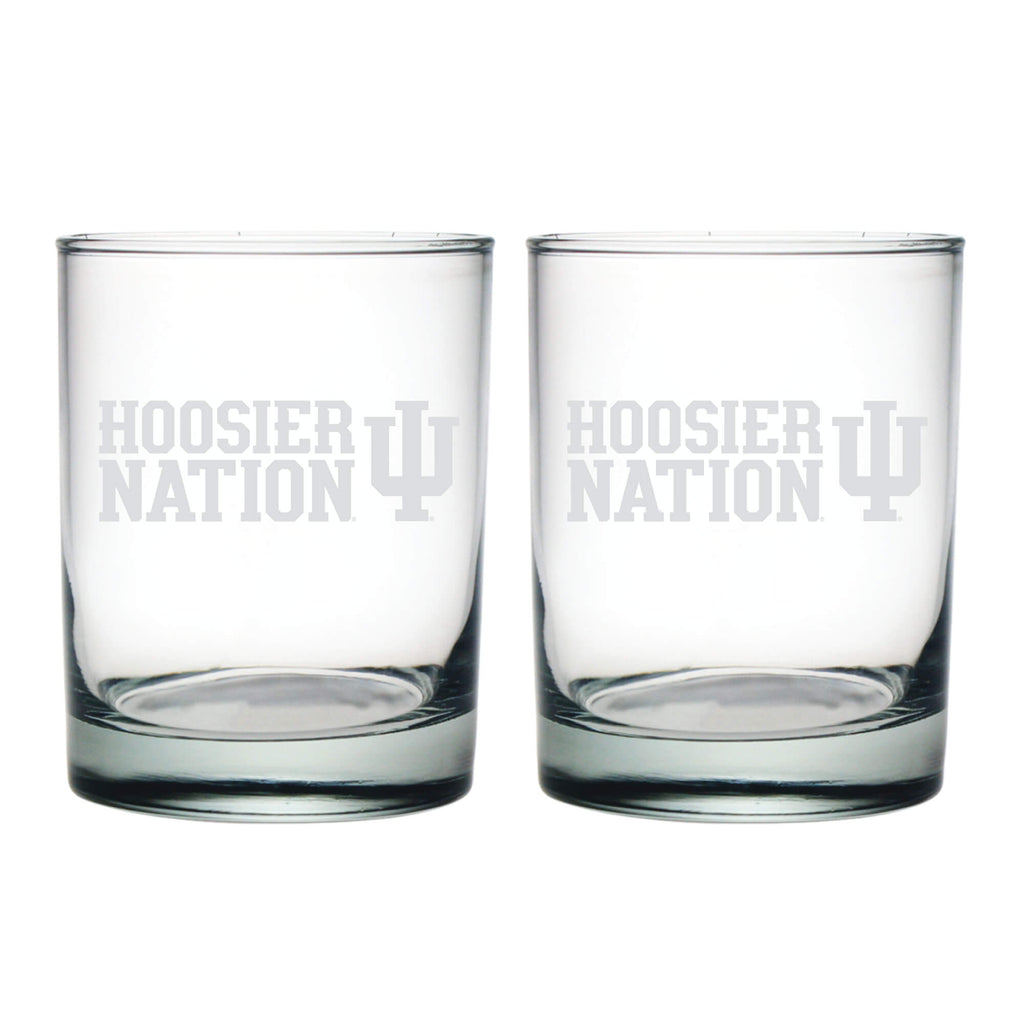 14oz Indiana Hoosiers Etched Slogan DOF 2 Pack