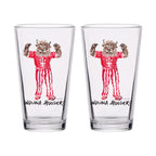 Indiana Hoosiers Mascot by Laura Wilcox Set of two 16oz Pint Glasses