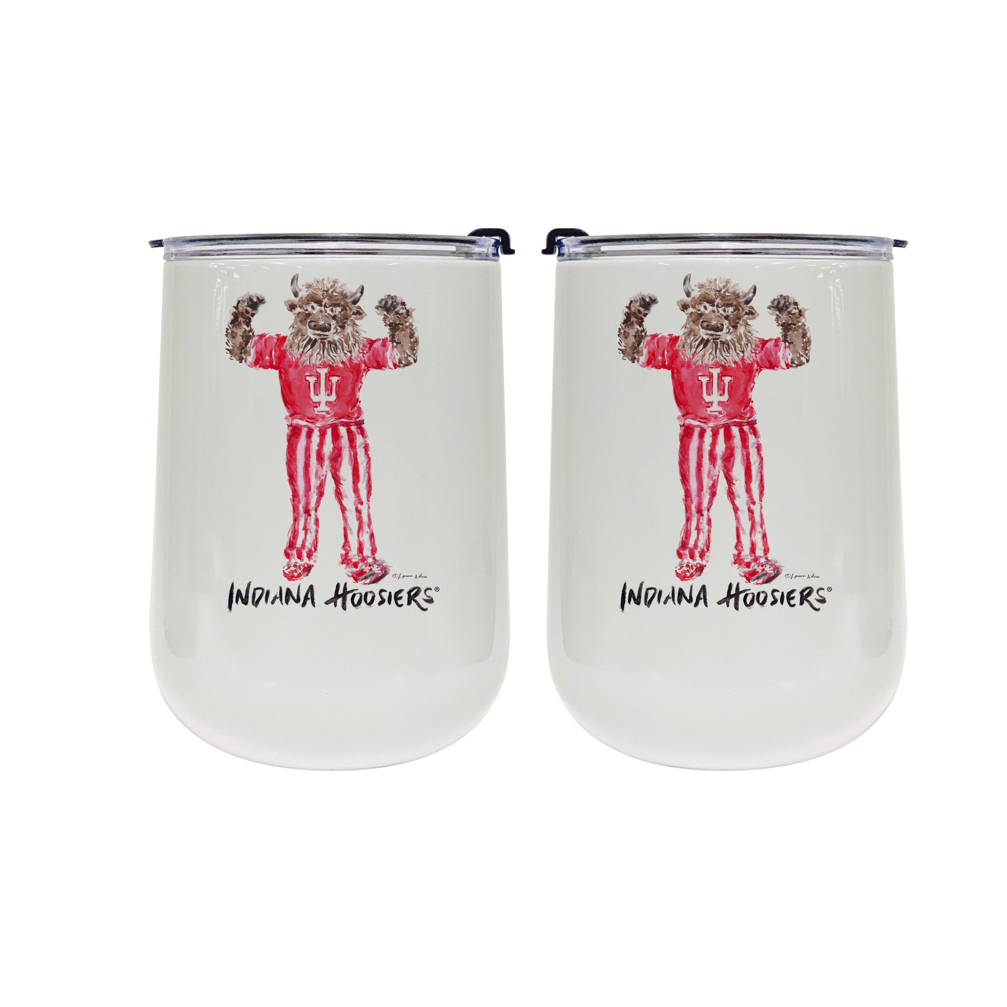 Indiana Hoosiers Mascot by Laura Wilcox 18oz Tumbler