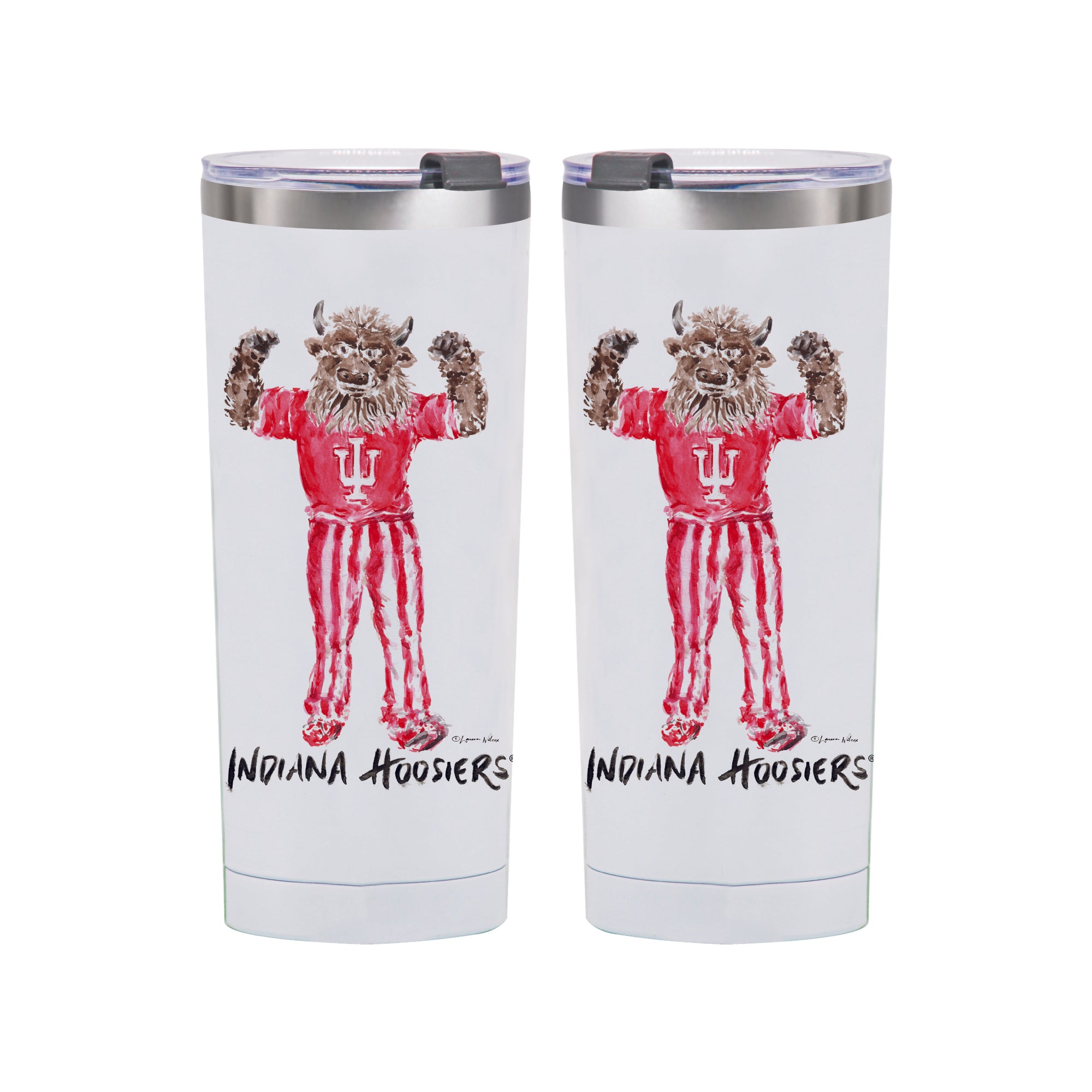 Indiana Hoosiers Mascot by Laura Wilcox 24oz Stainless Steel Tumbler