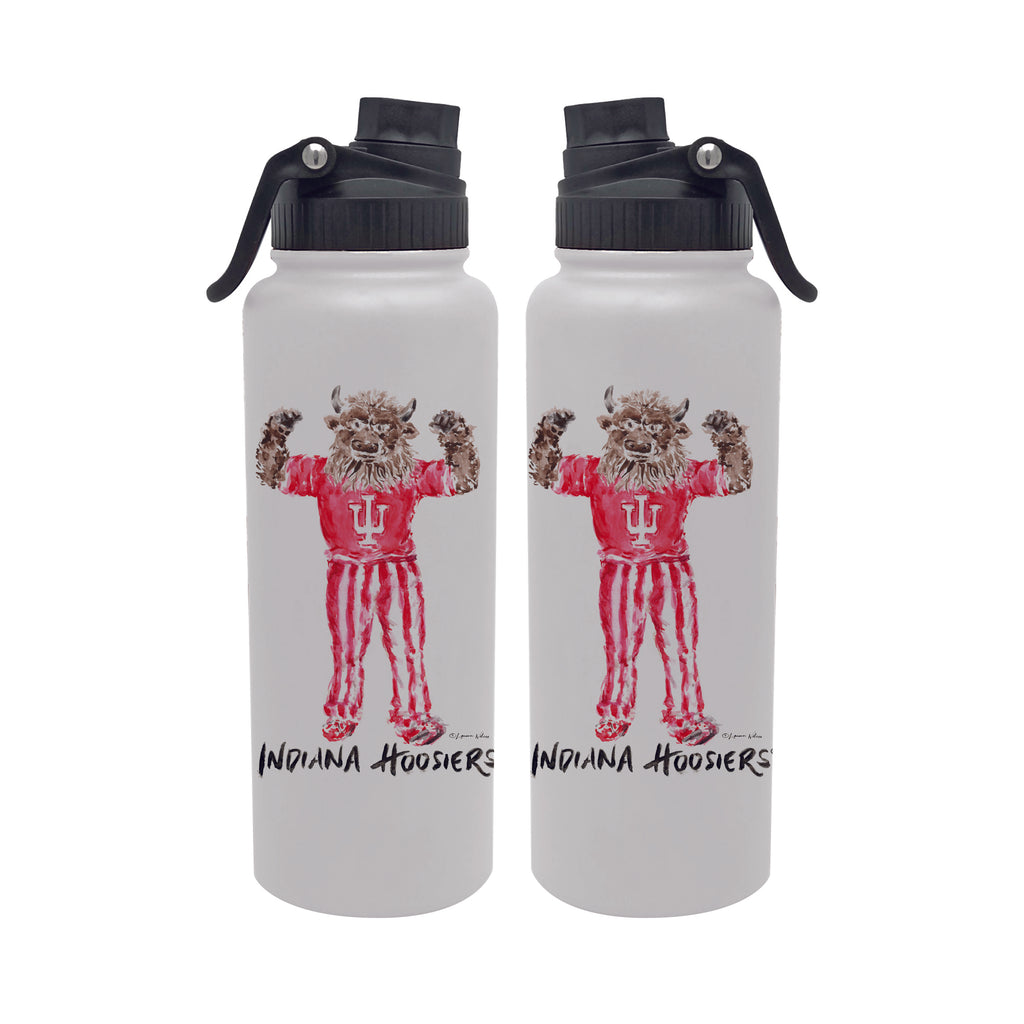 Indiana Hoosiers Mascot by Laura Wilcox 34oz Aqua Bottle