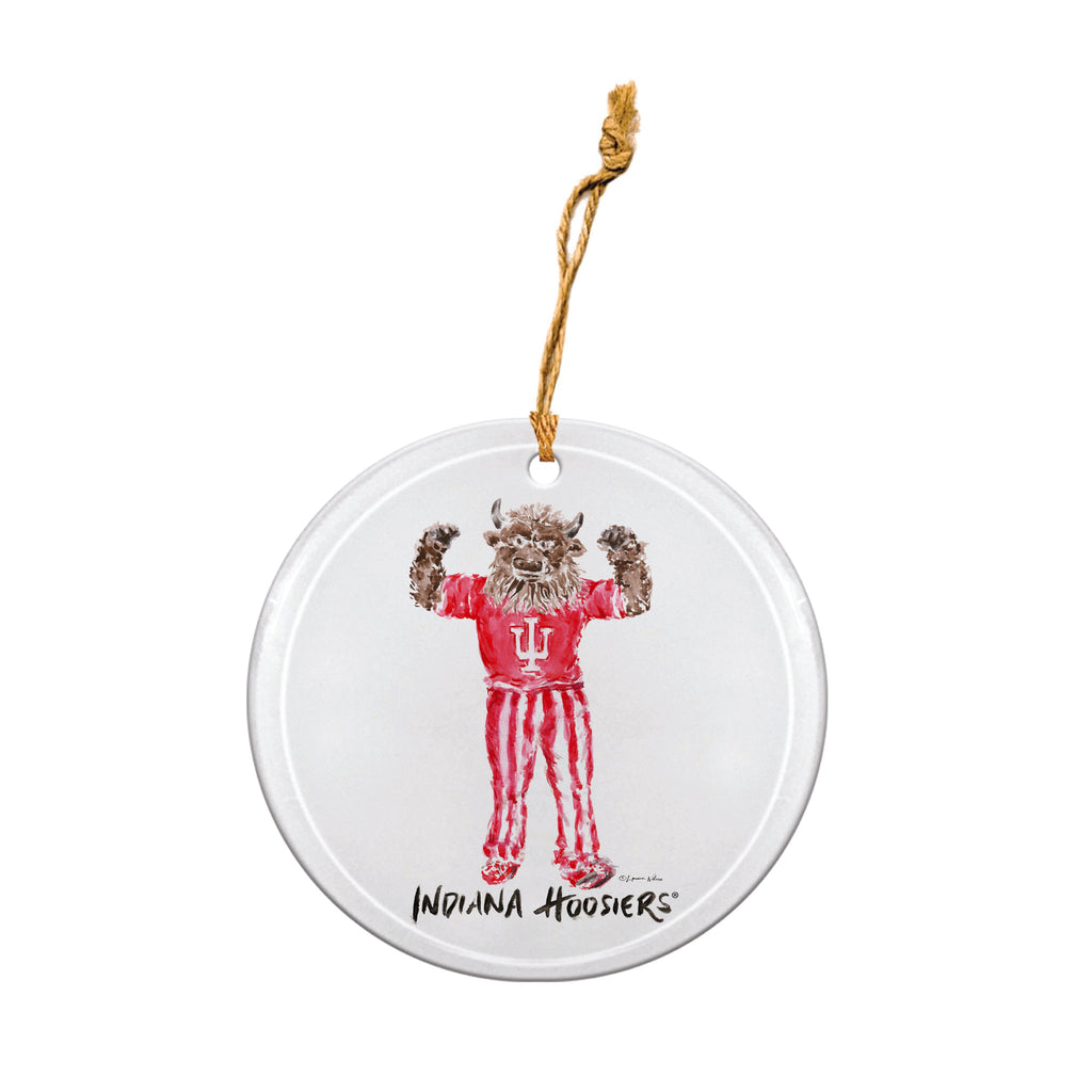 Indiana Hoosiers Mascot by Laura Wilcox Round Ornament