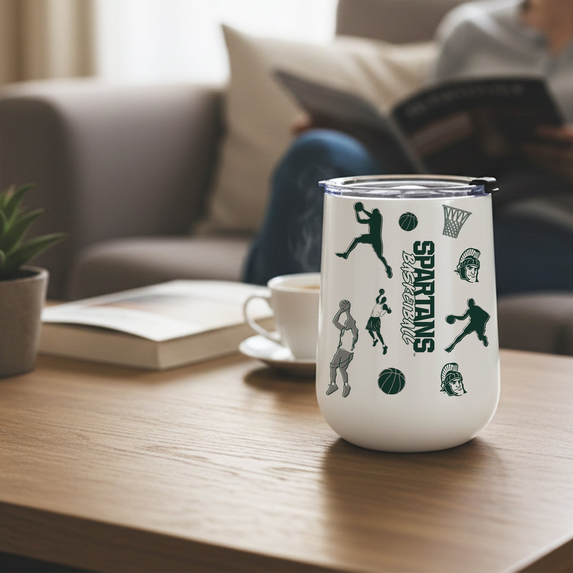18oz Michigan State Spartans Basketball Sketch Stainless Tumbler