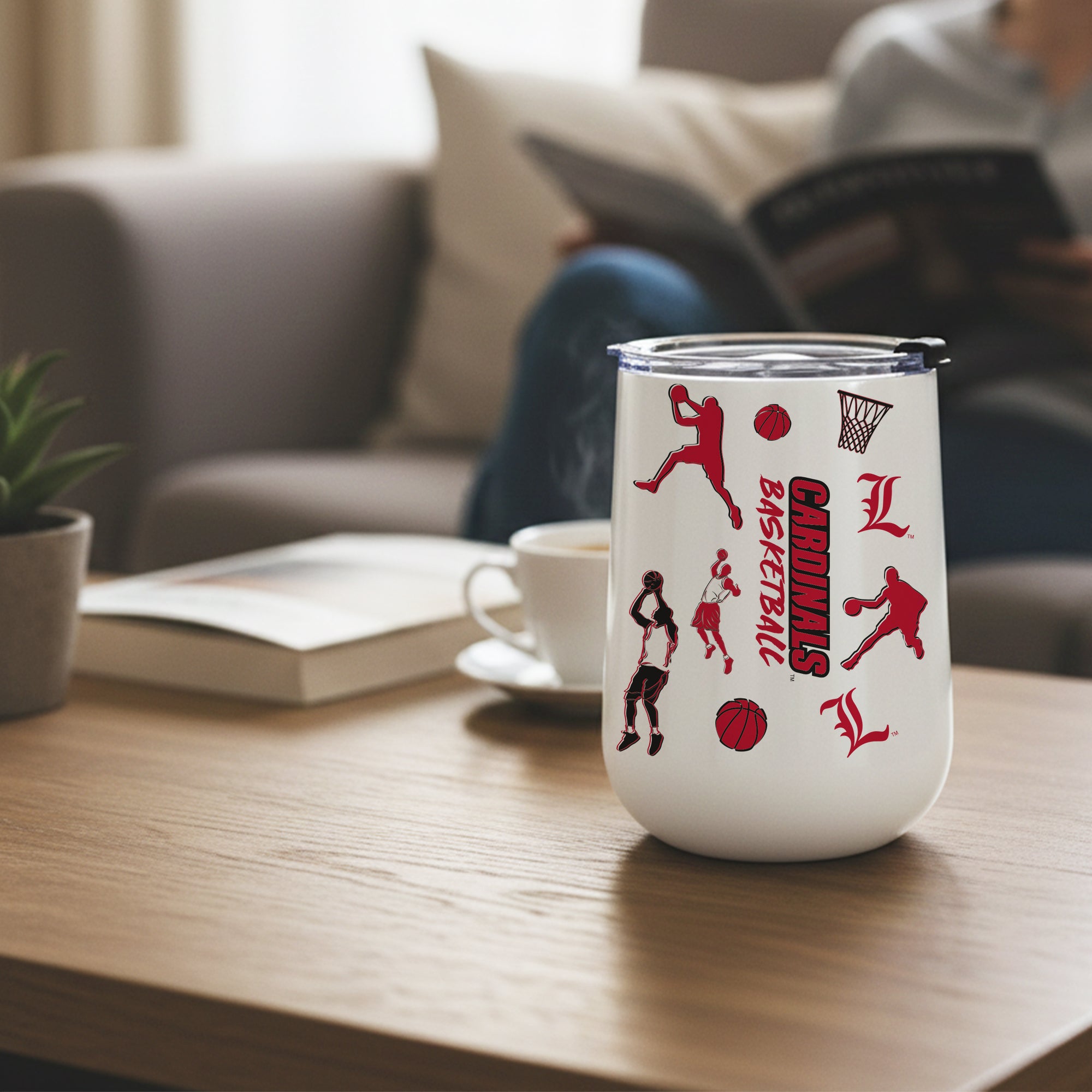 18oz Louisville Cardinals Basketball Sketch Stainless Tumbler